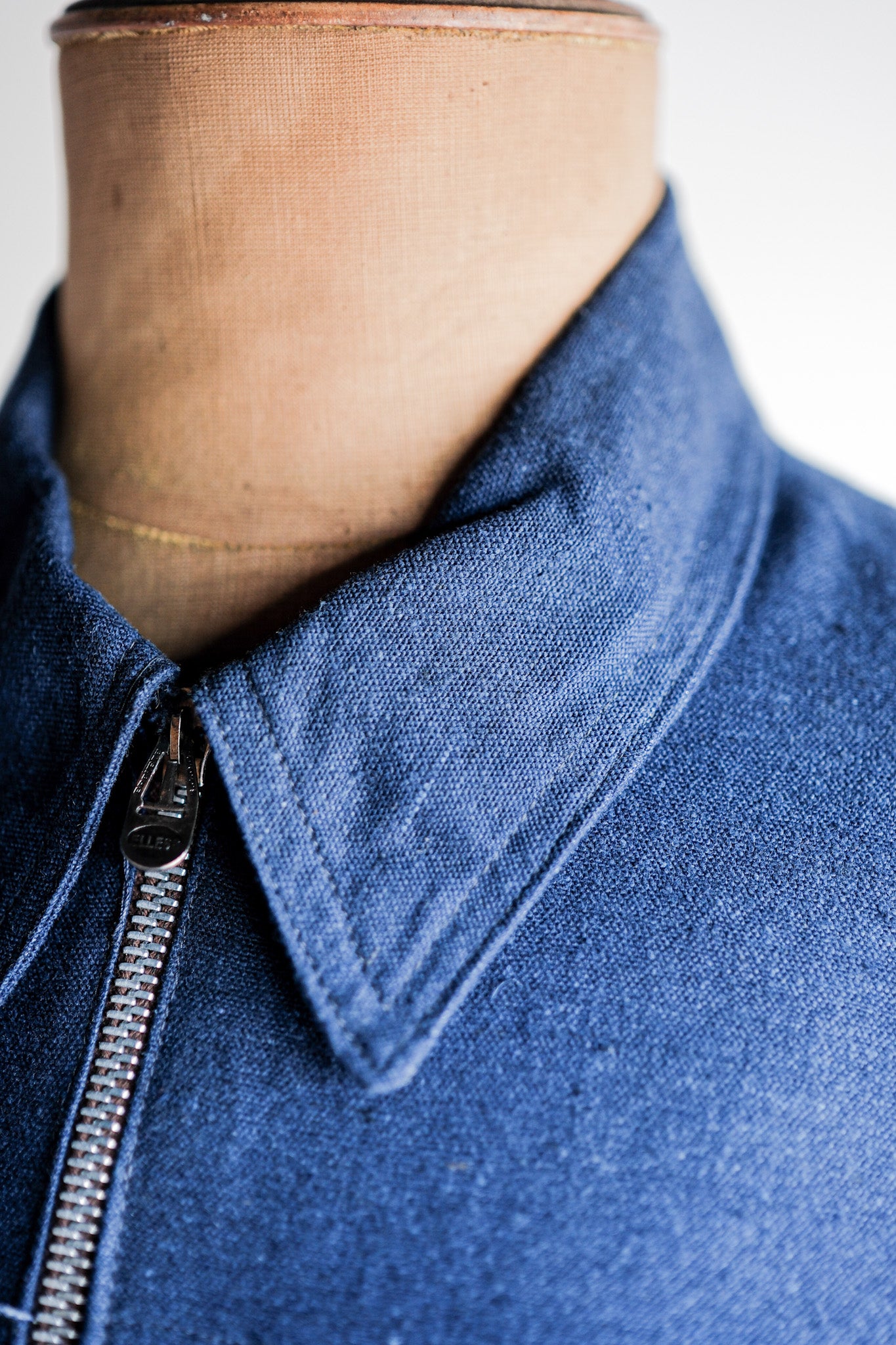 【~40’s】French Vintage Indigo Hemp Linen Cyclist Jacket