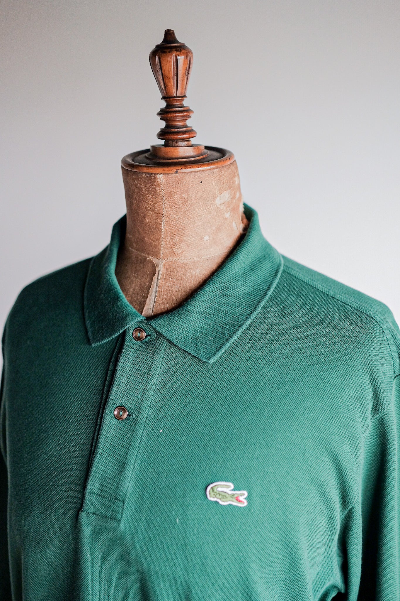 80 s Chemise Lacoste L S Polo Shirt Size.5 FOREST GREEN