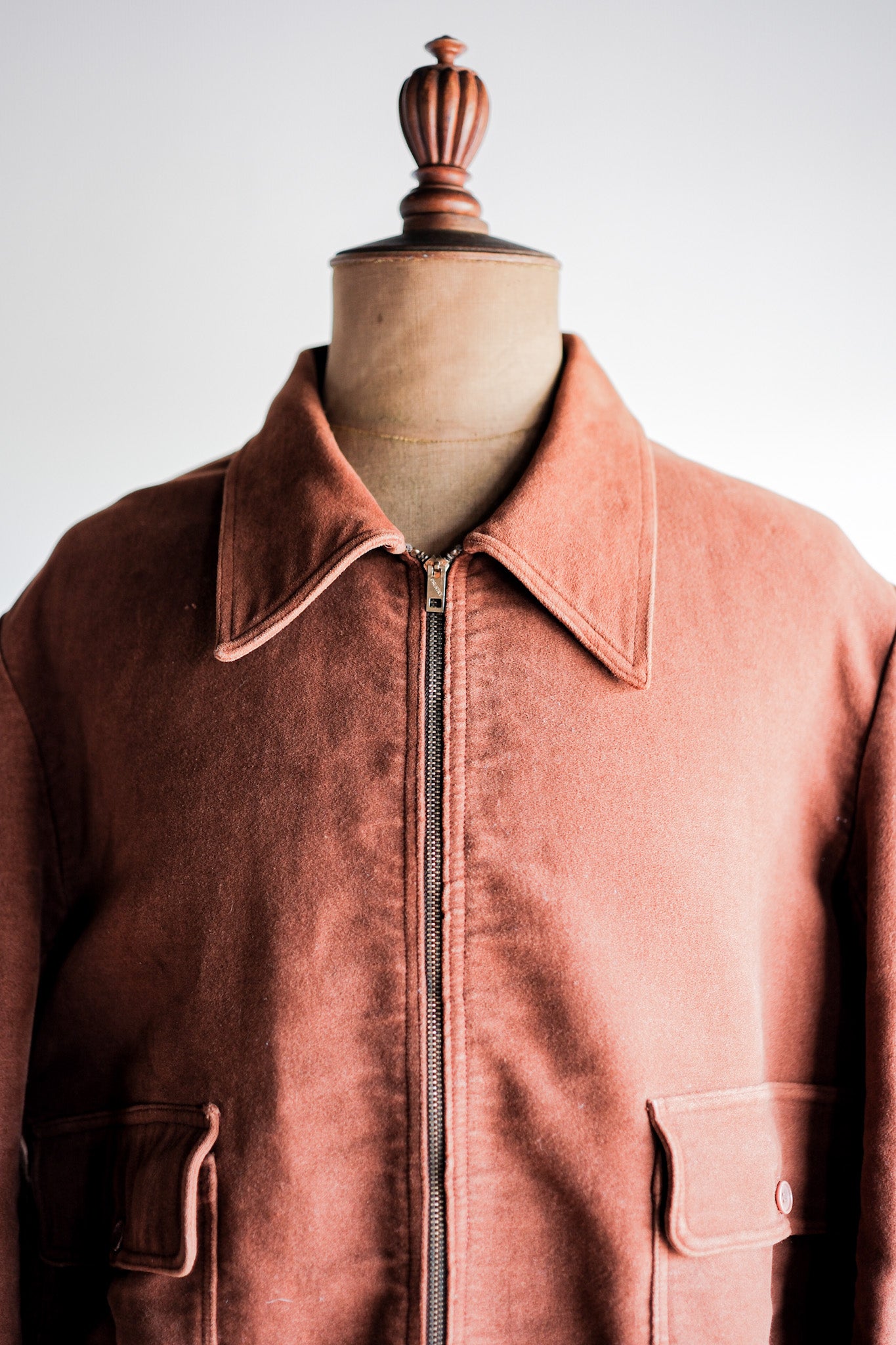 ［~40’s］French Vintage Brown Moleskin Cyclist Jacket