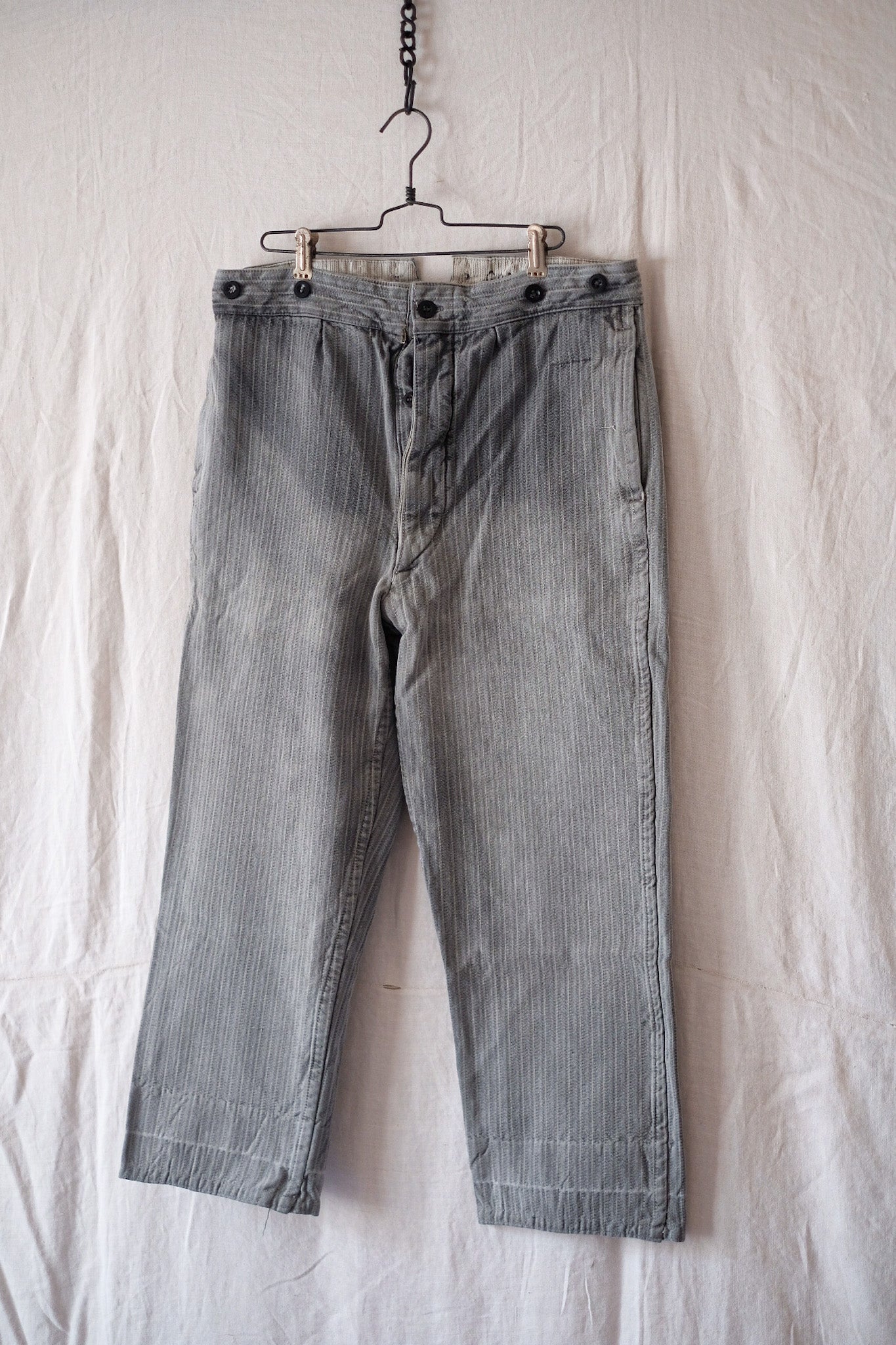 [~ 40's] Pantalon de travail de rayures en coton vintage français