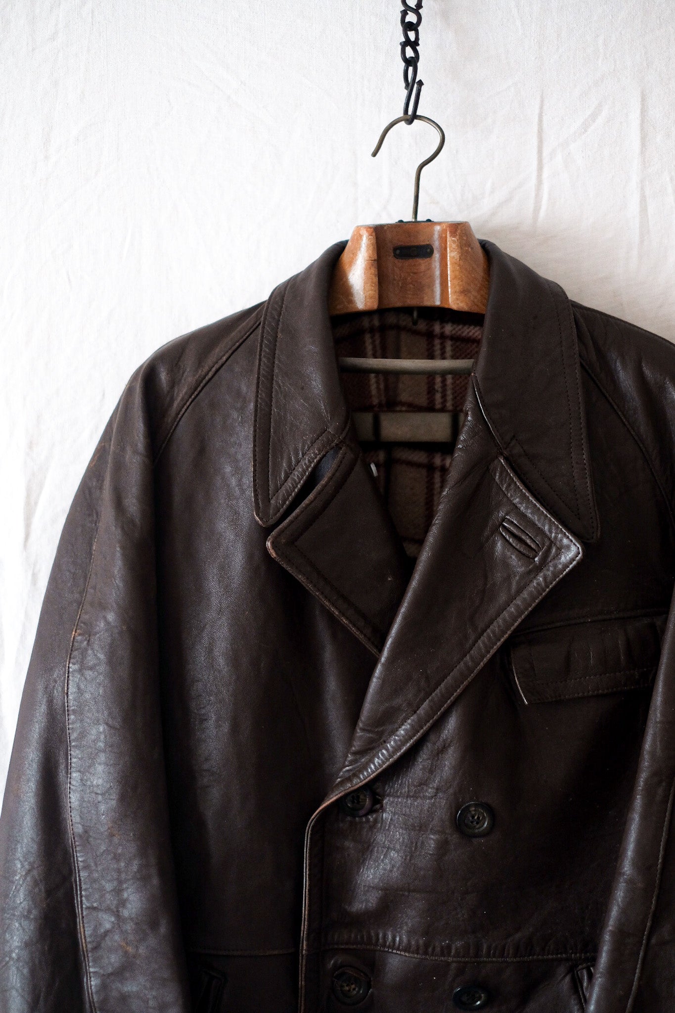 【~40's】French Vintage Horsehide Leather Coat