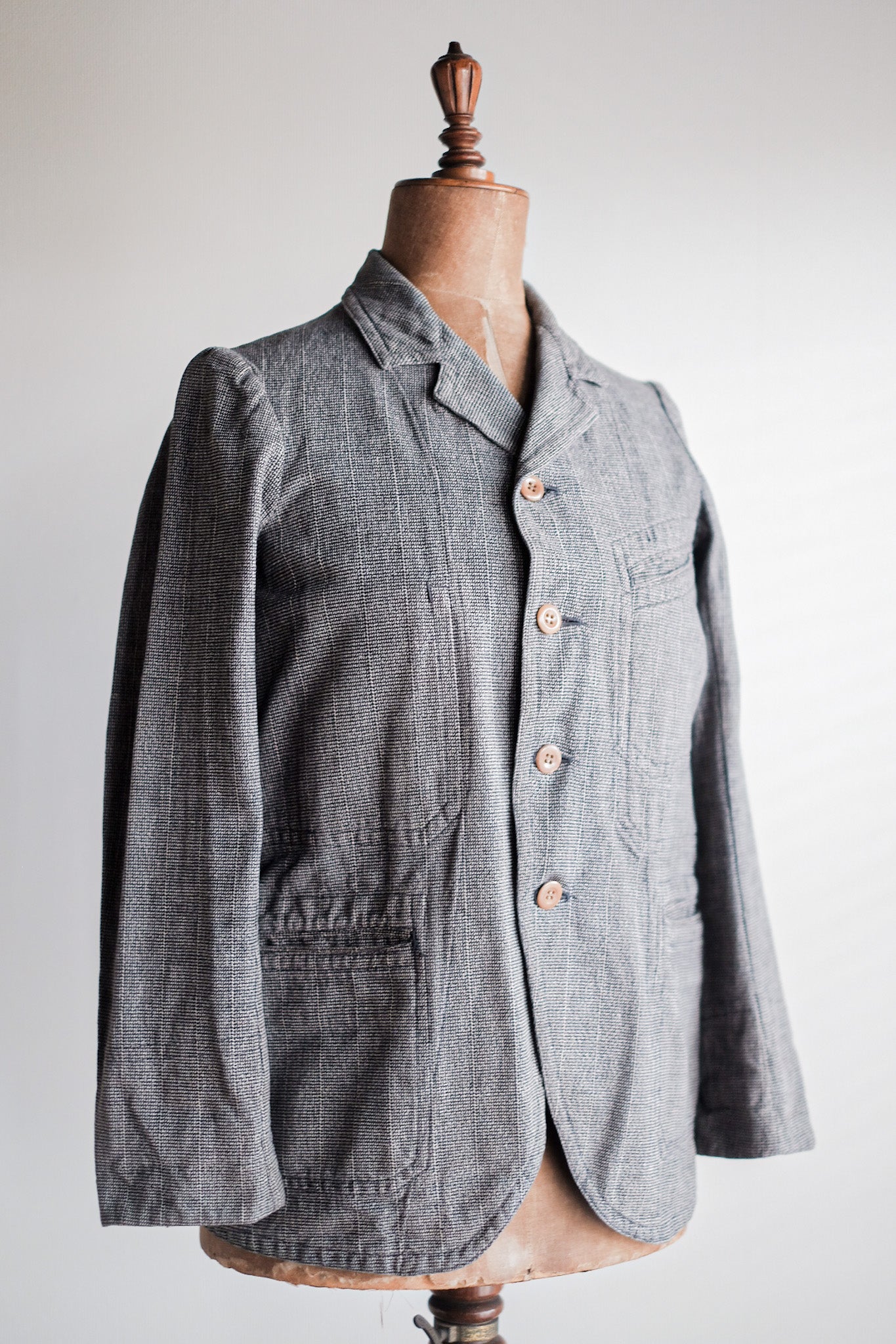 [~ 30's] French Vintage Cotton Checked Sack Jacket