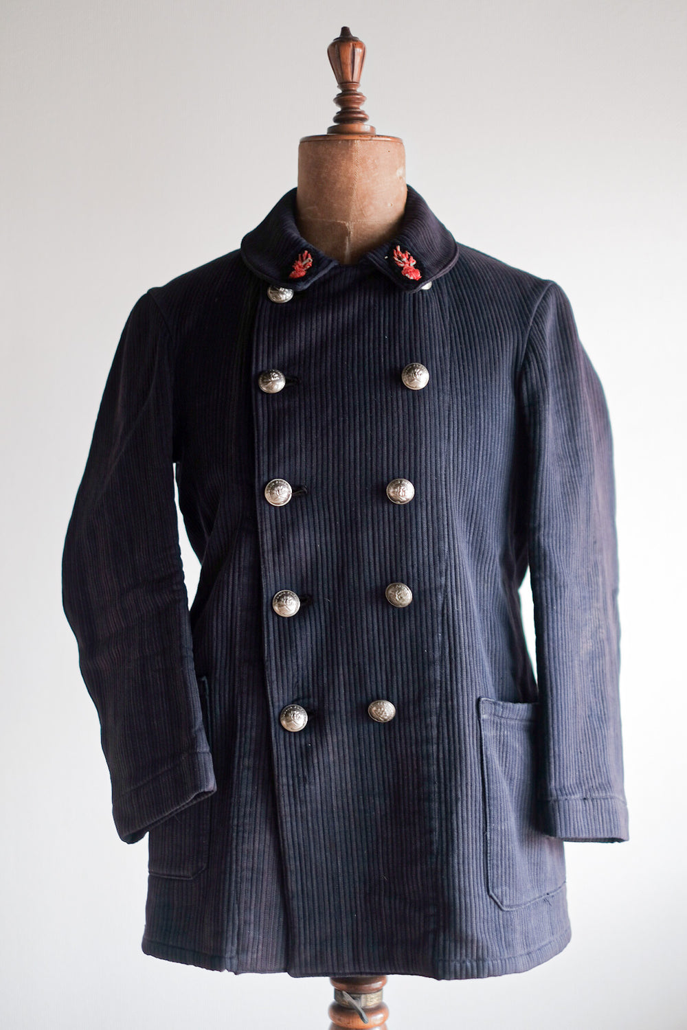 【~30's】French Vintage Cotton Pique Double Breasted Fireman Jacket