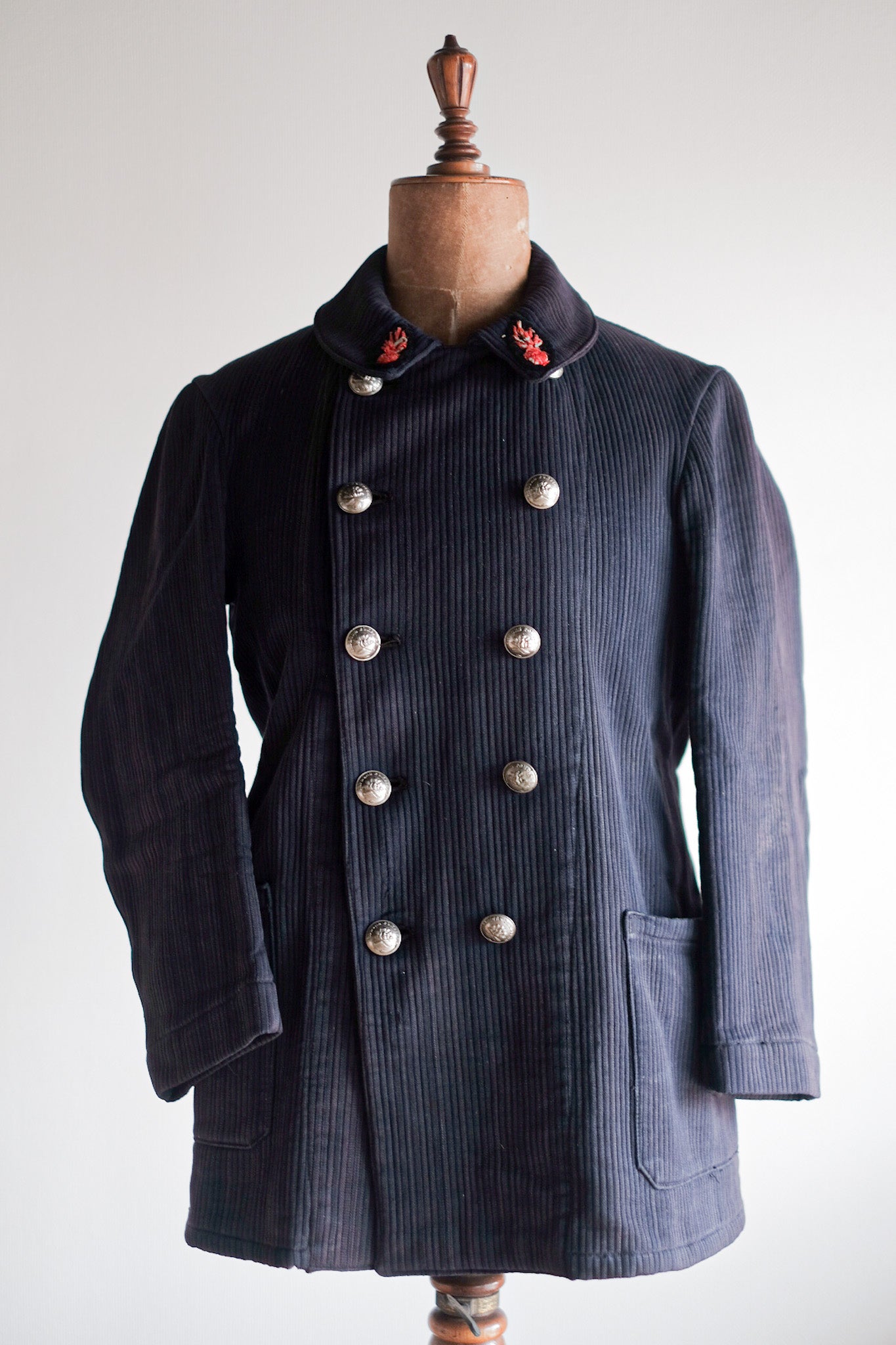 [〜30年代]法國復古棉花piquique雙胸消防員夾克
