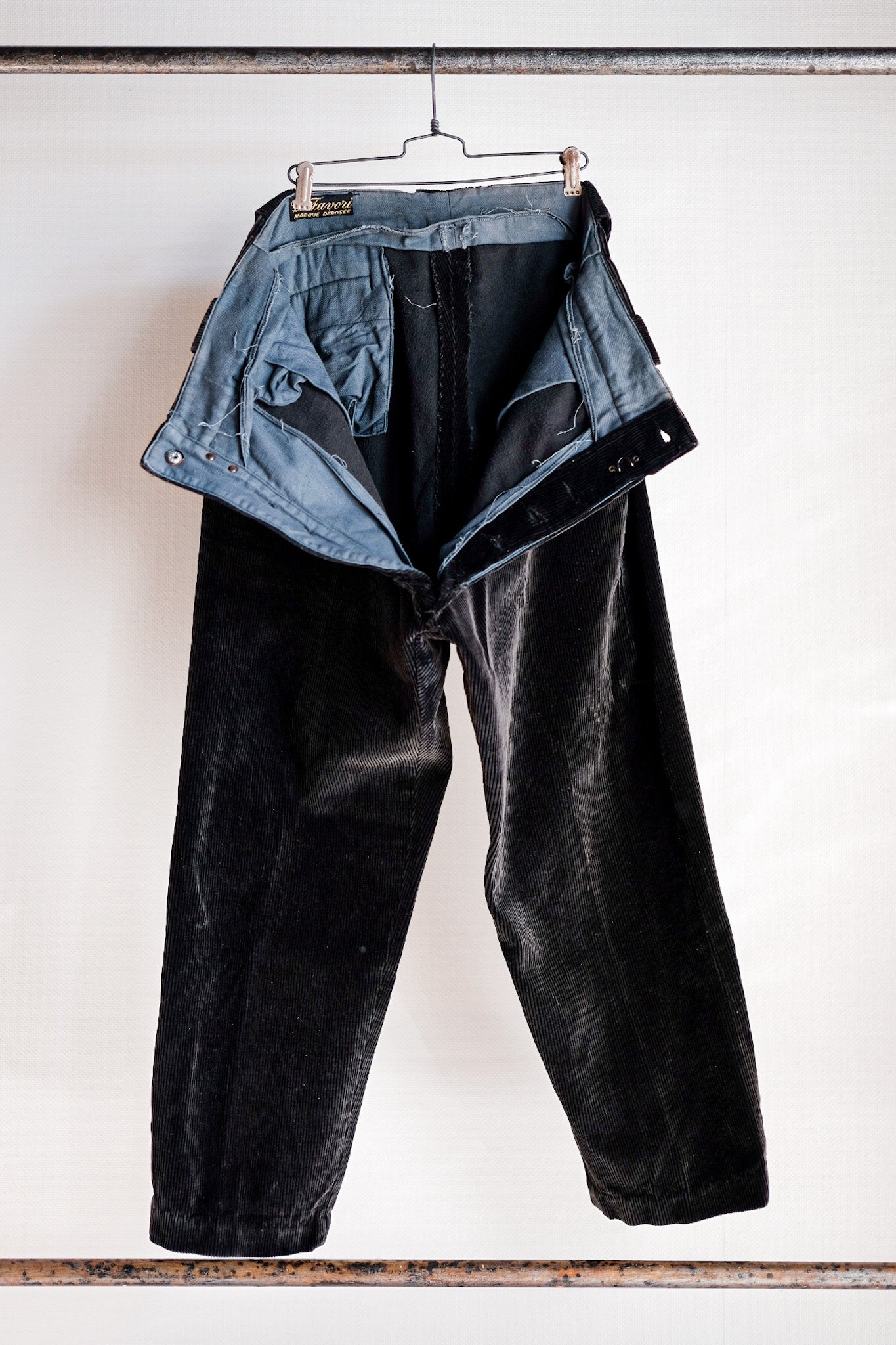【~ 40'S】 Pantalon de travail en velours côtelé brun foncé vintage français