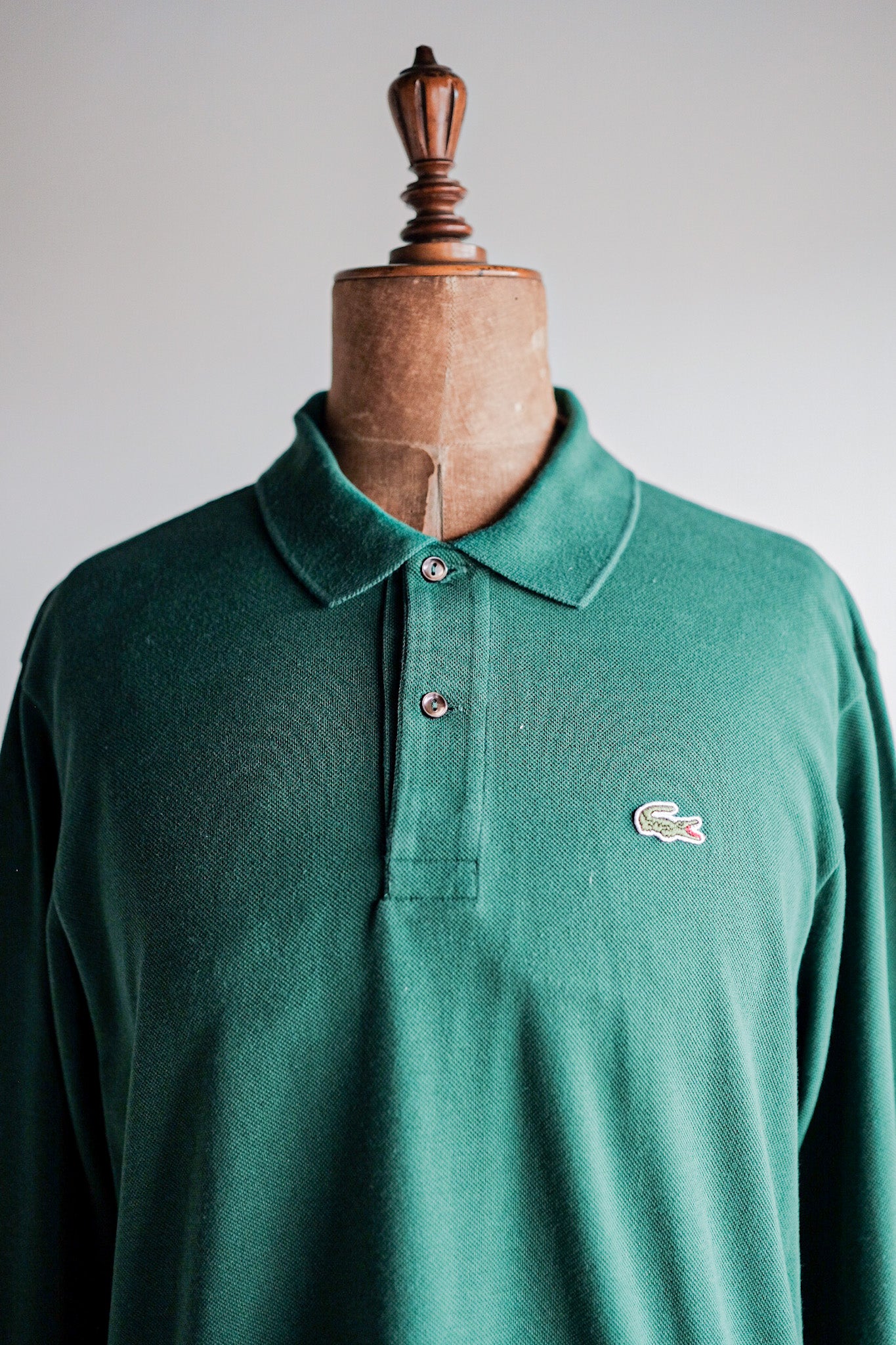 [~ 80 년대] Chemise lacoste l/s 폴로 셔츠 크기 .5 "Forest Green"