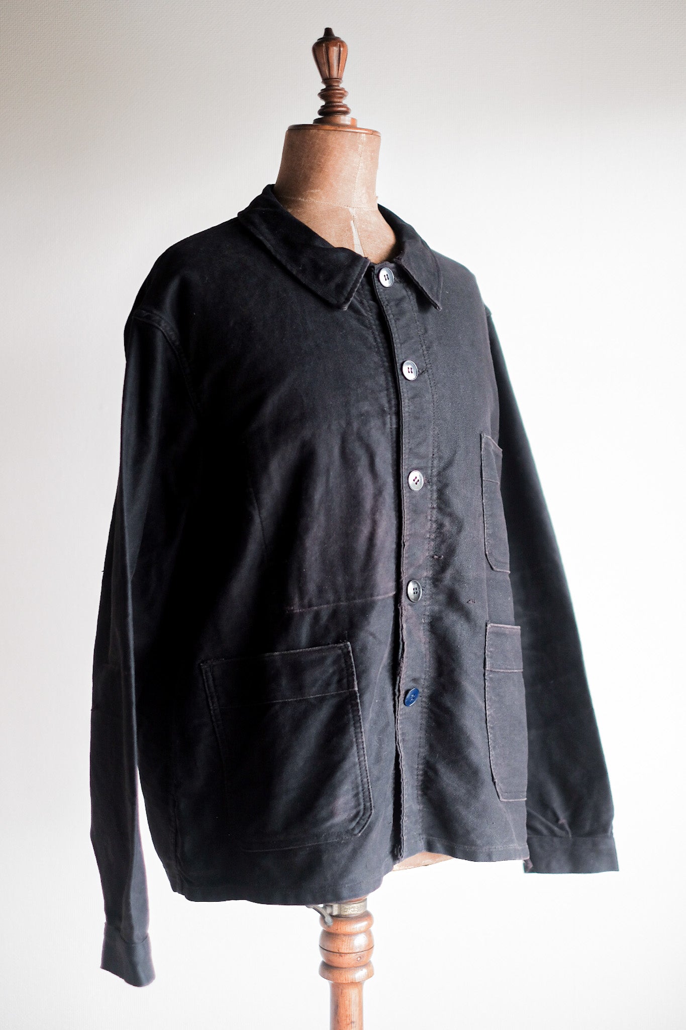 [~ 60's] French Vintage Black Moleskin Work Jacket