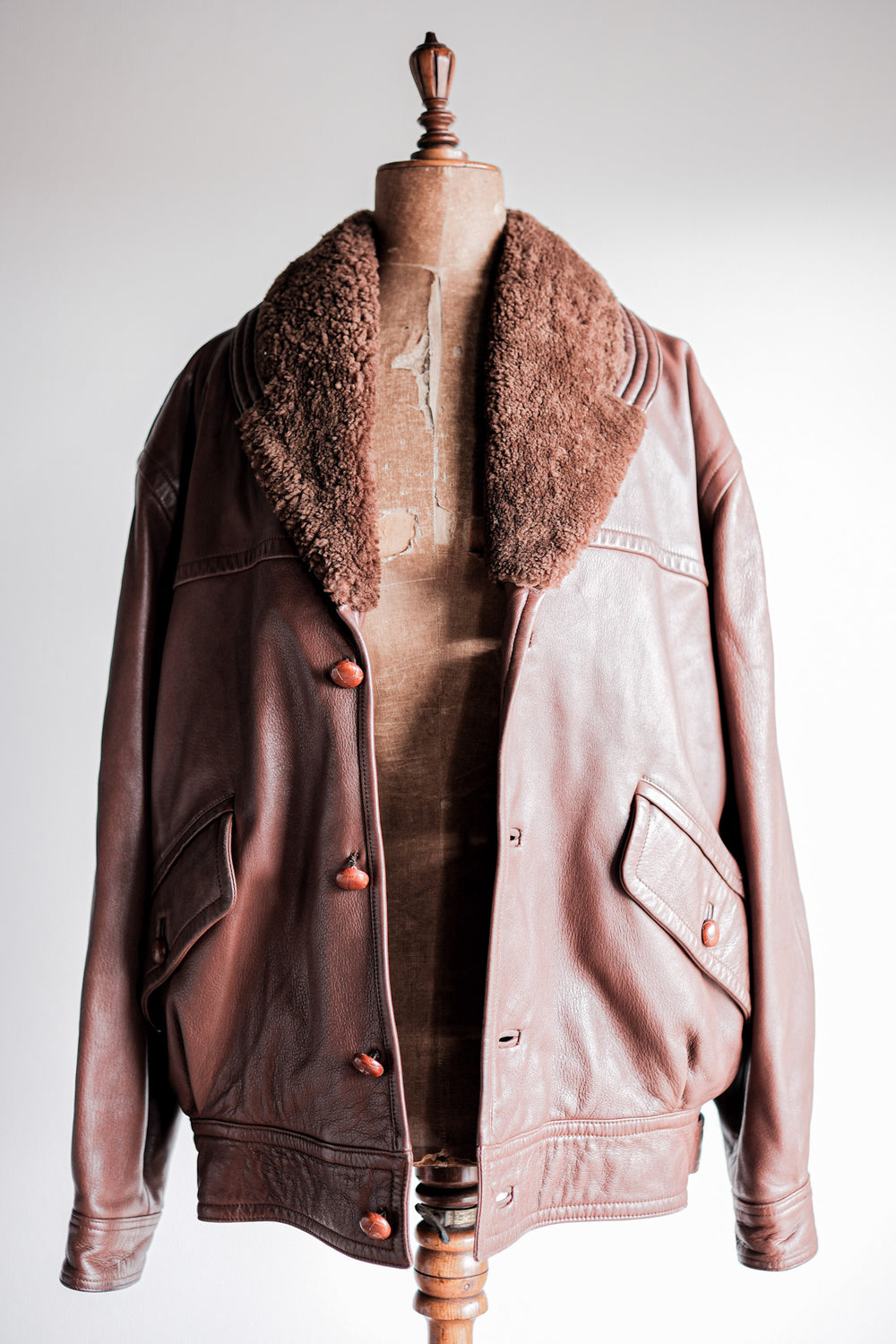 ［~80's］Old Gucci Shawl Collar Leather Bomber Jacket Size.52