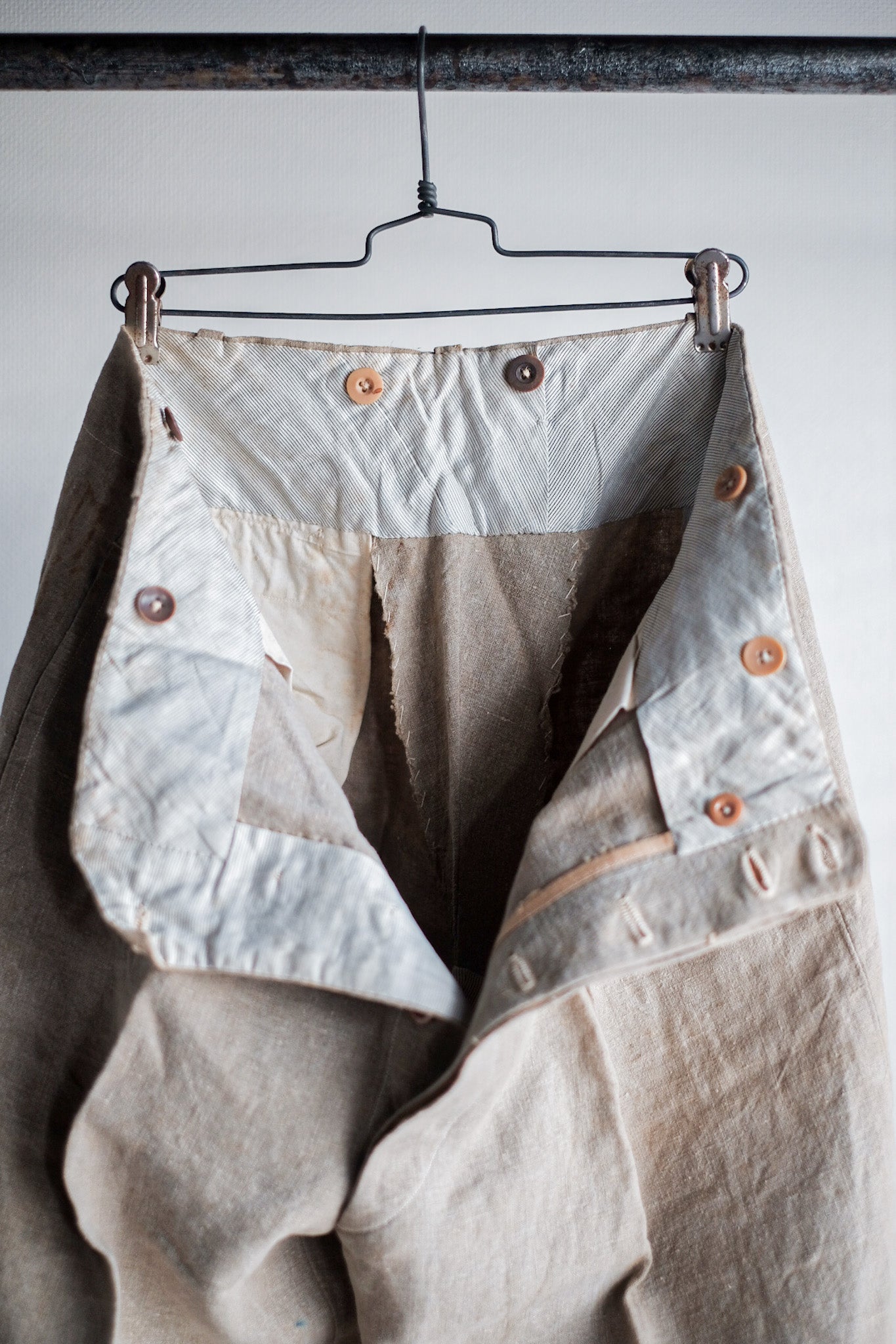 [~ 40's] กางเกงผ้าลินินวินเทจฝรั่งเศส