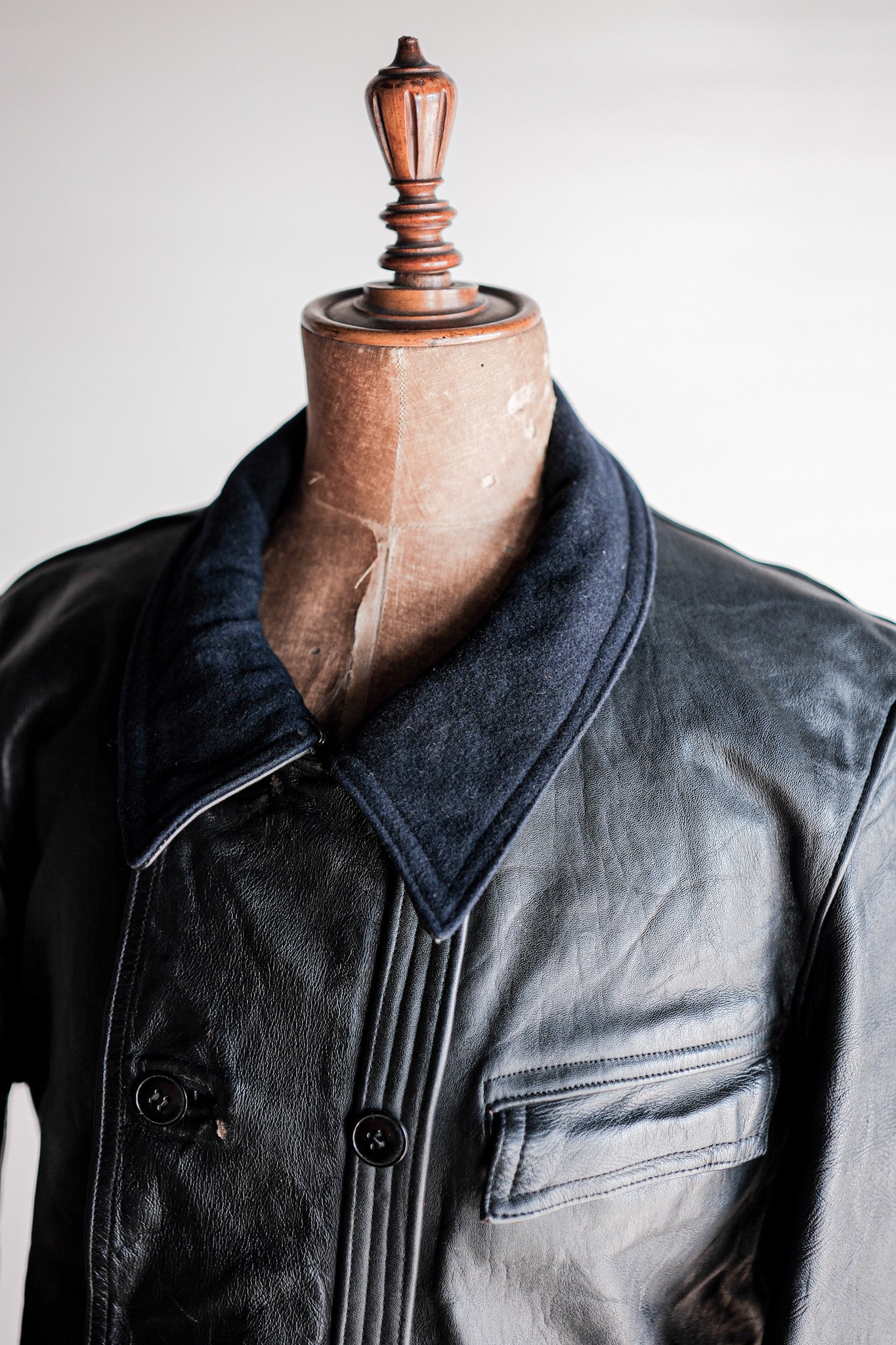 ［~50's］French Vintage Le Corbusier Leather Work Jacket "Wool Collar"