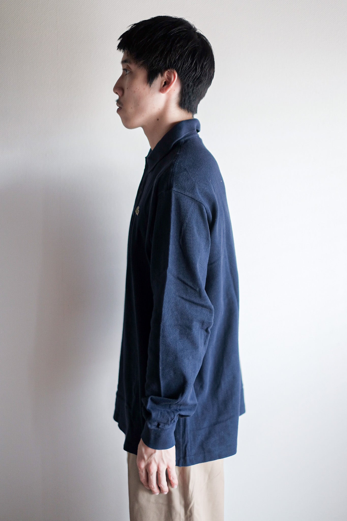 [~ 80's] Chemise Lacoste L/S Polo Shirt Size.5 "Navy"