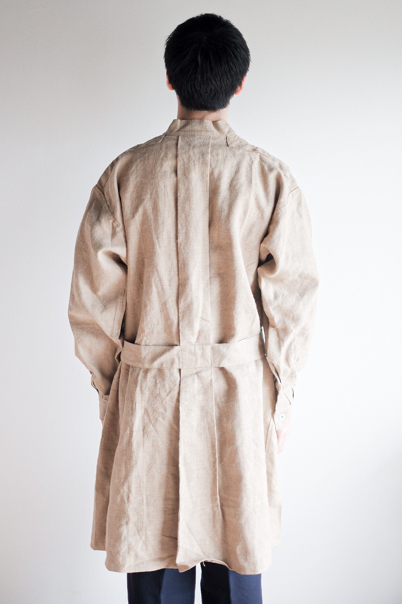 ［~50's］French Army Bourgeron Linen Smock Hospital Military "Dead Stock"