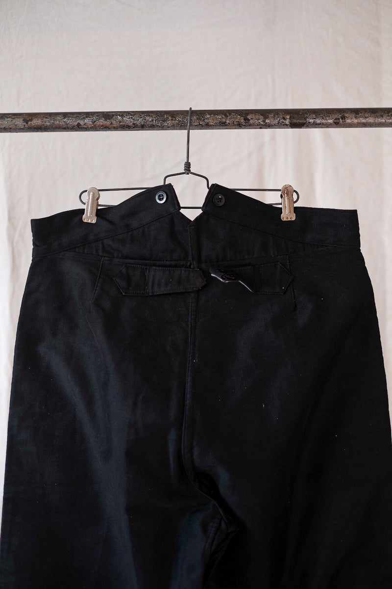【~40's】French Vintage Black Moleskin Work Pants "Dead Stock"