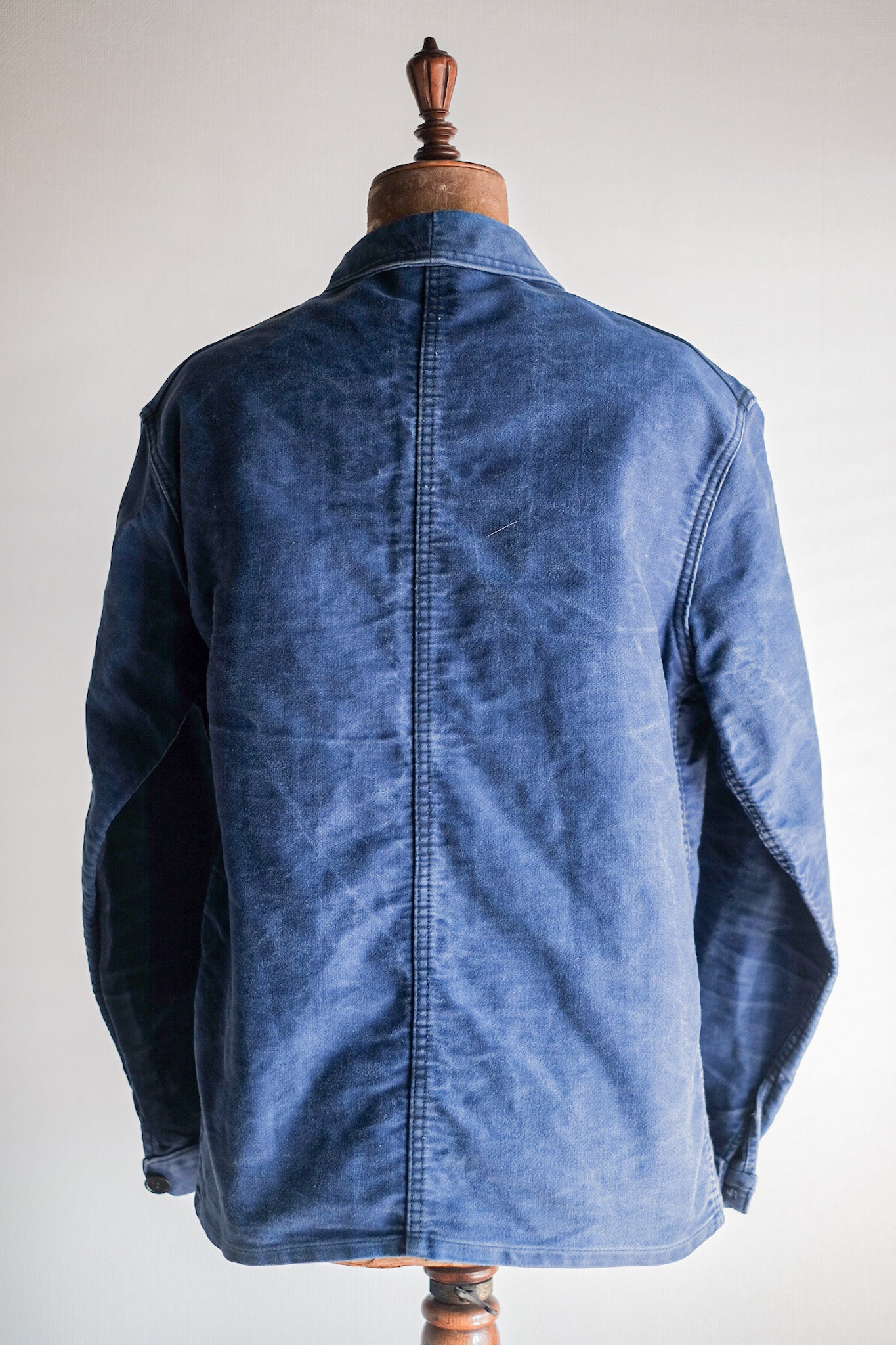 [~ 50's] French Vintage Blue Moleskin Work Jacket "Le Mont St. Michel"