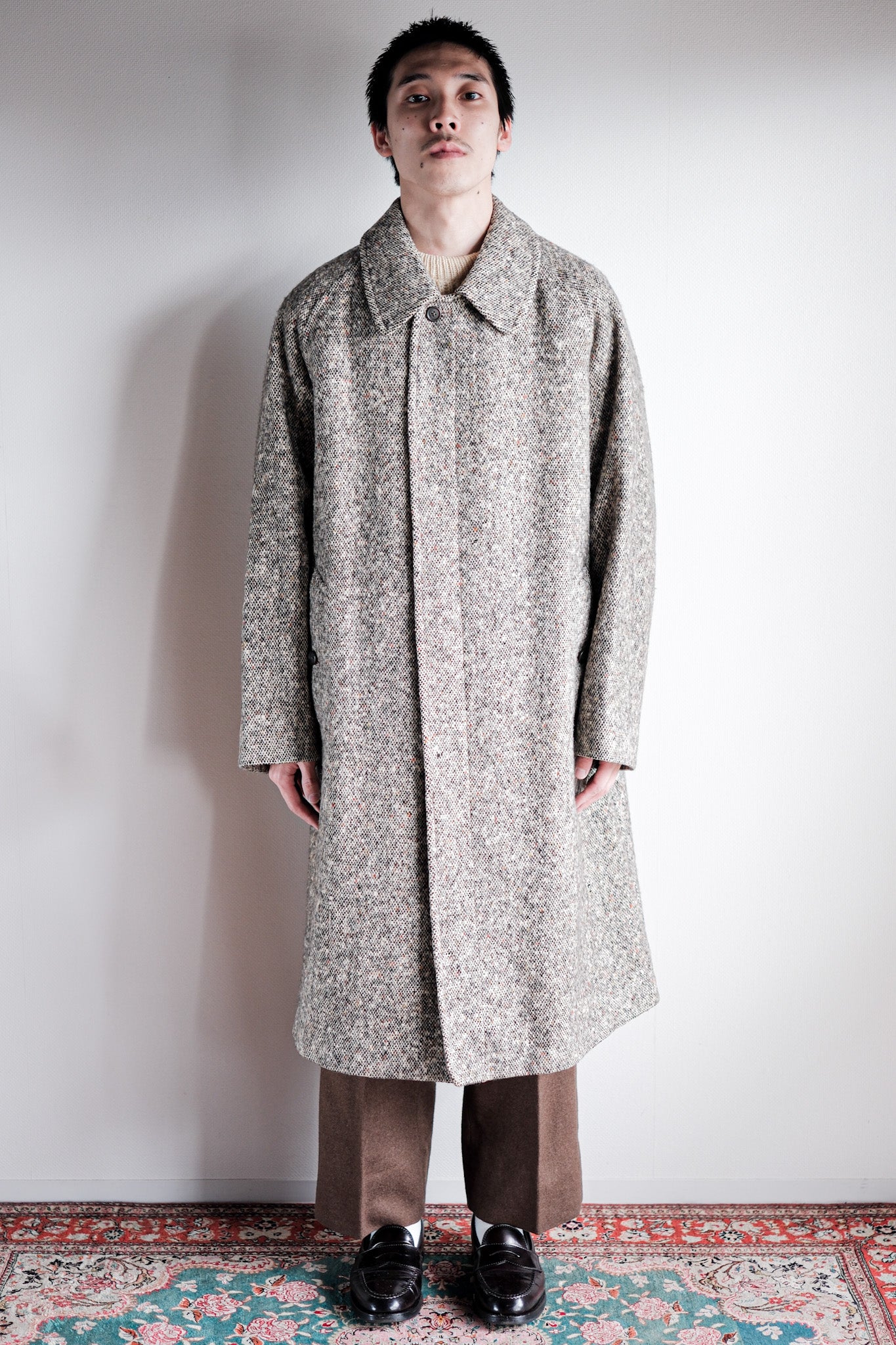 ［~70's］Vintage Burberry's Single Raglan Balmacaan Coat Size.38R "IRISH TWEED" "RAINBOW C 別注"