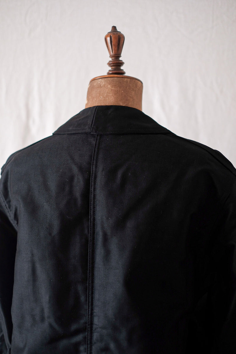【~50's】French Vintage Black Moleskin Work Jacket "Dead Stock"