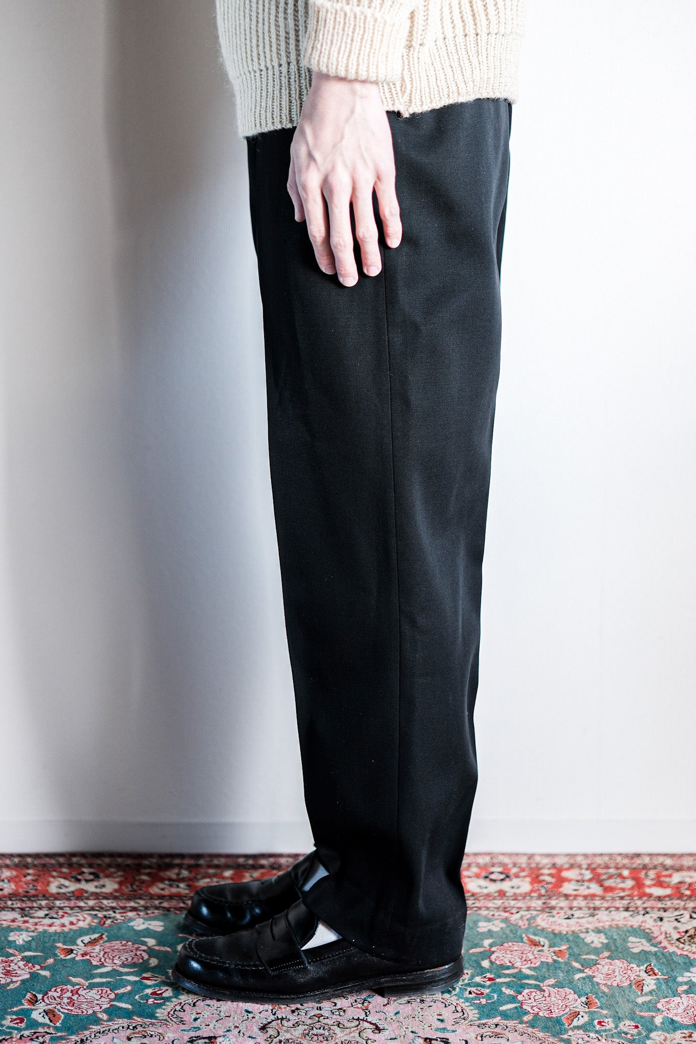 [~ 40's] French Vintage Black Wool Trousers