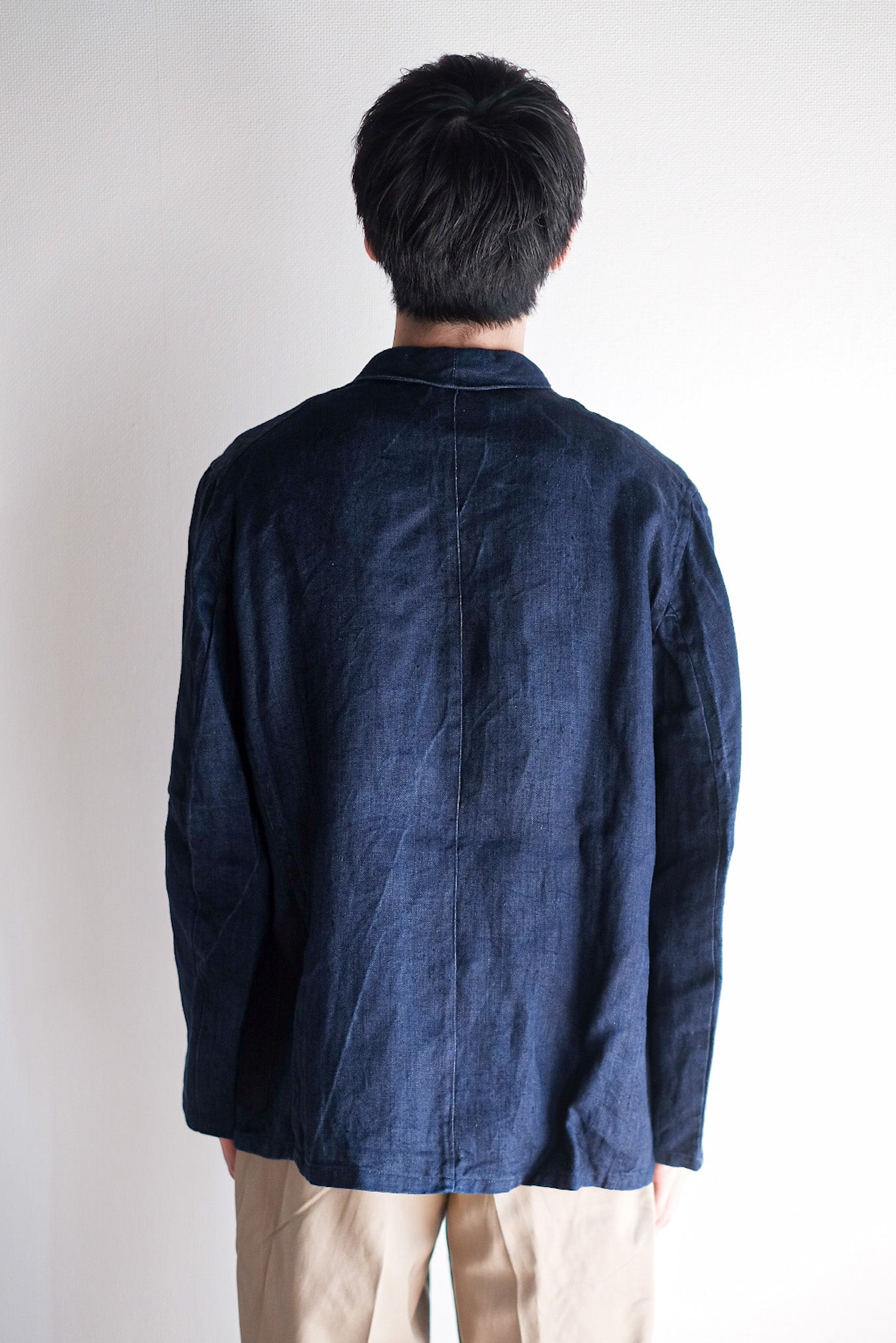 【~40's】French Vintage Indigo HBT Linen Work Jacket