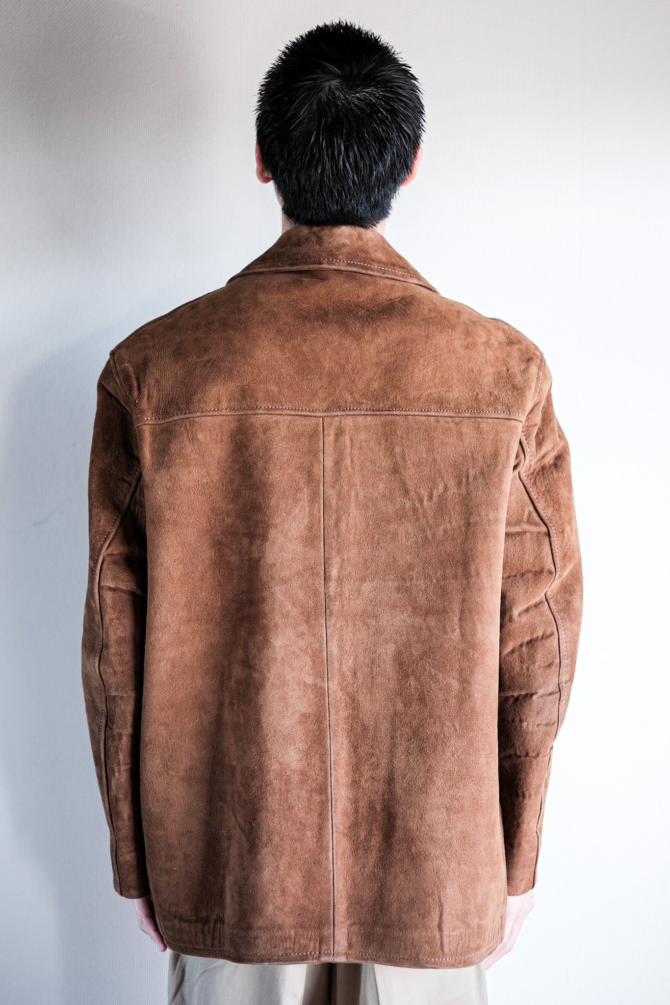 ［~60's］French Vintage Brown Suede Zip Up Jacket