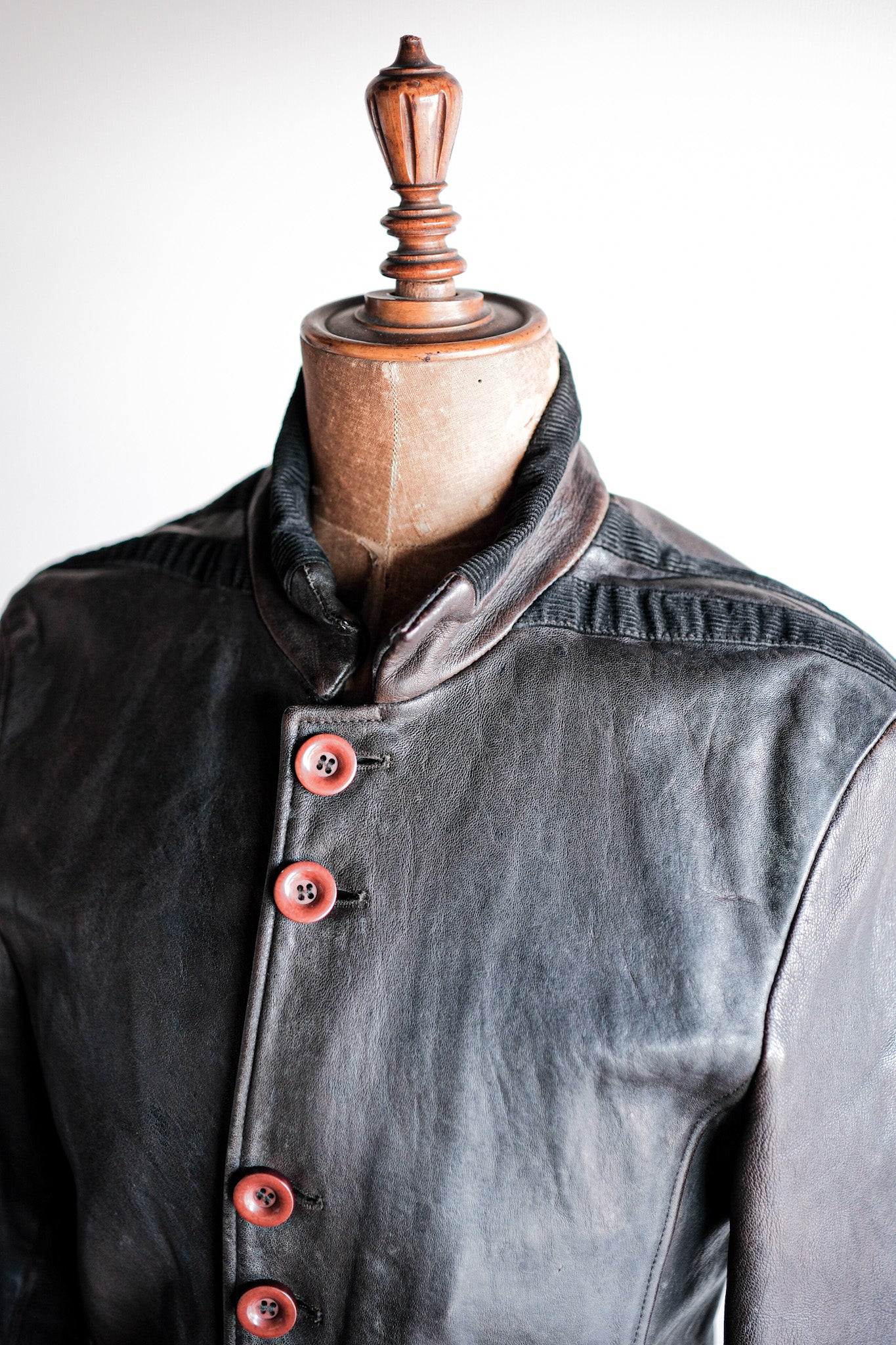 ［~90's］Old EMPORIO ARMANI Stand Collar Leather Jacket Size.48