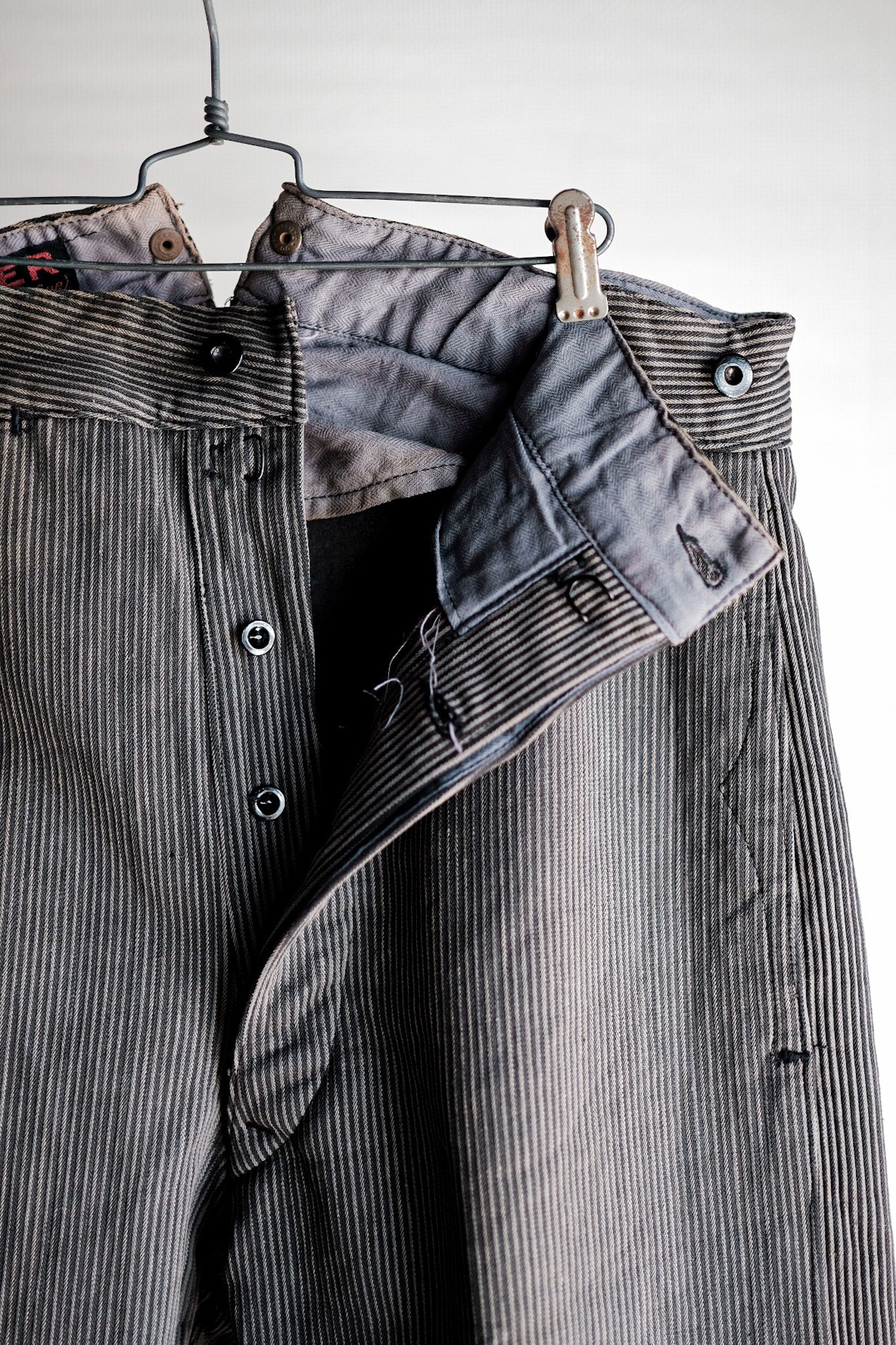 ［~30's］French Vintage Cotton Pique Striped Work Pants "Dead Stock"