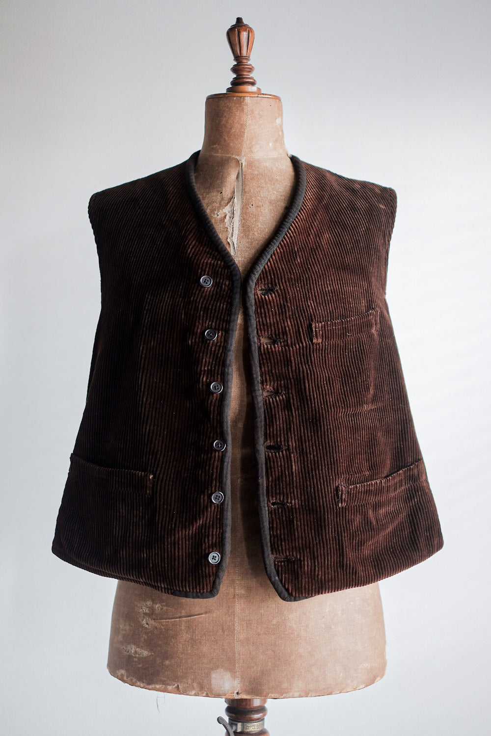 【~40's】French Vintage Brown Corduroy Work Gilet