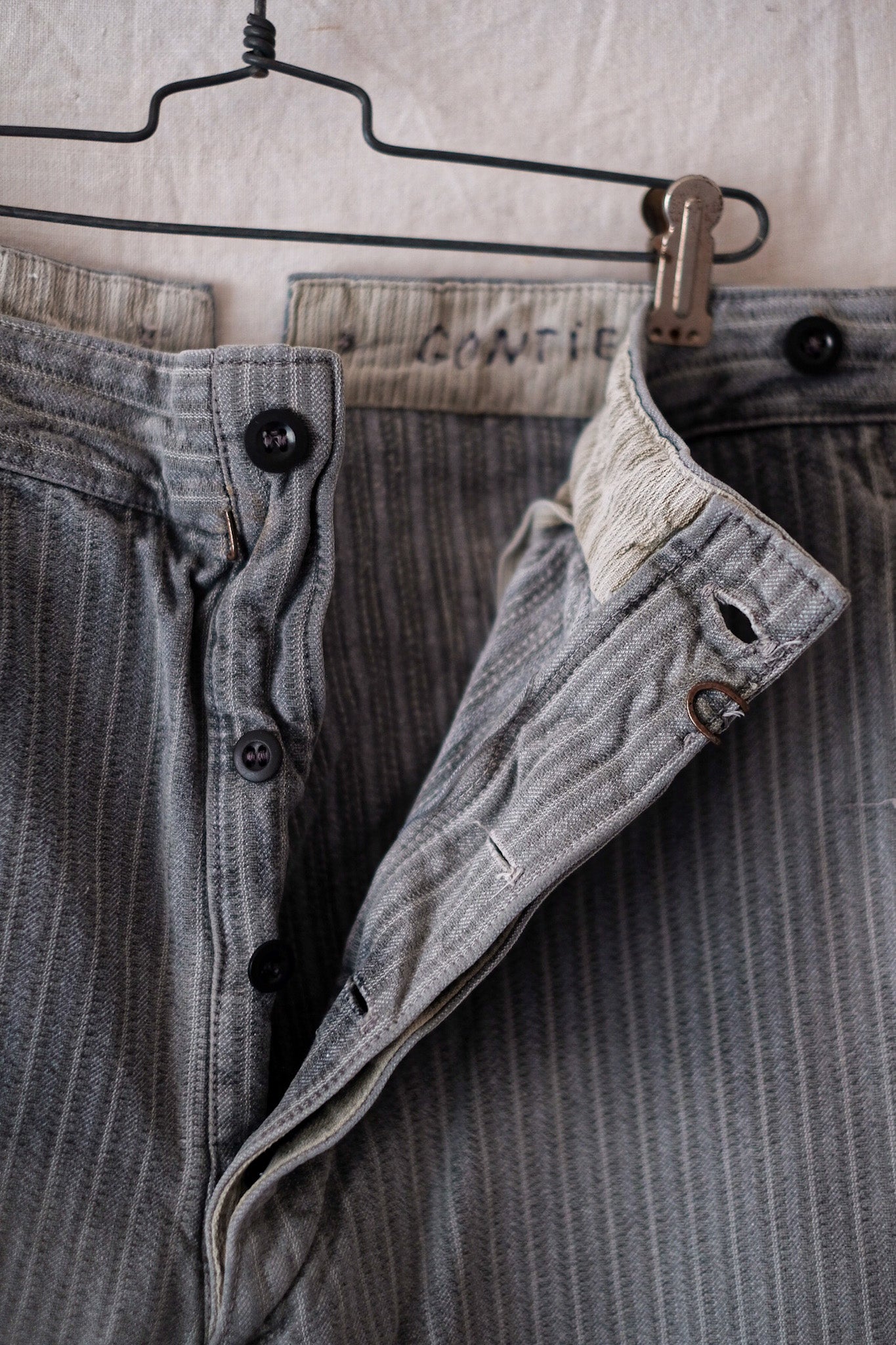 【~40's】French Vintage Cotton Stripe Work Pants