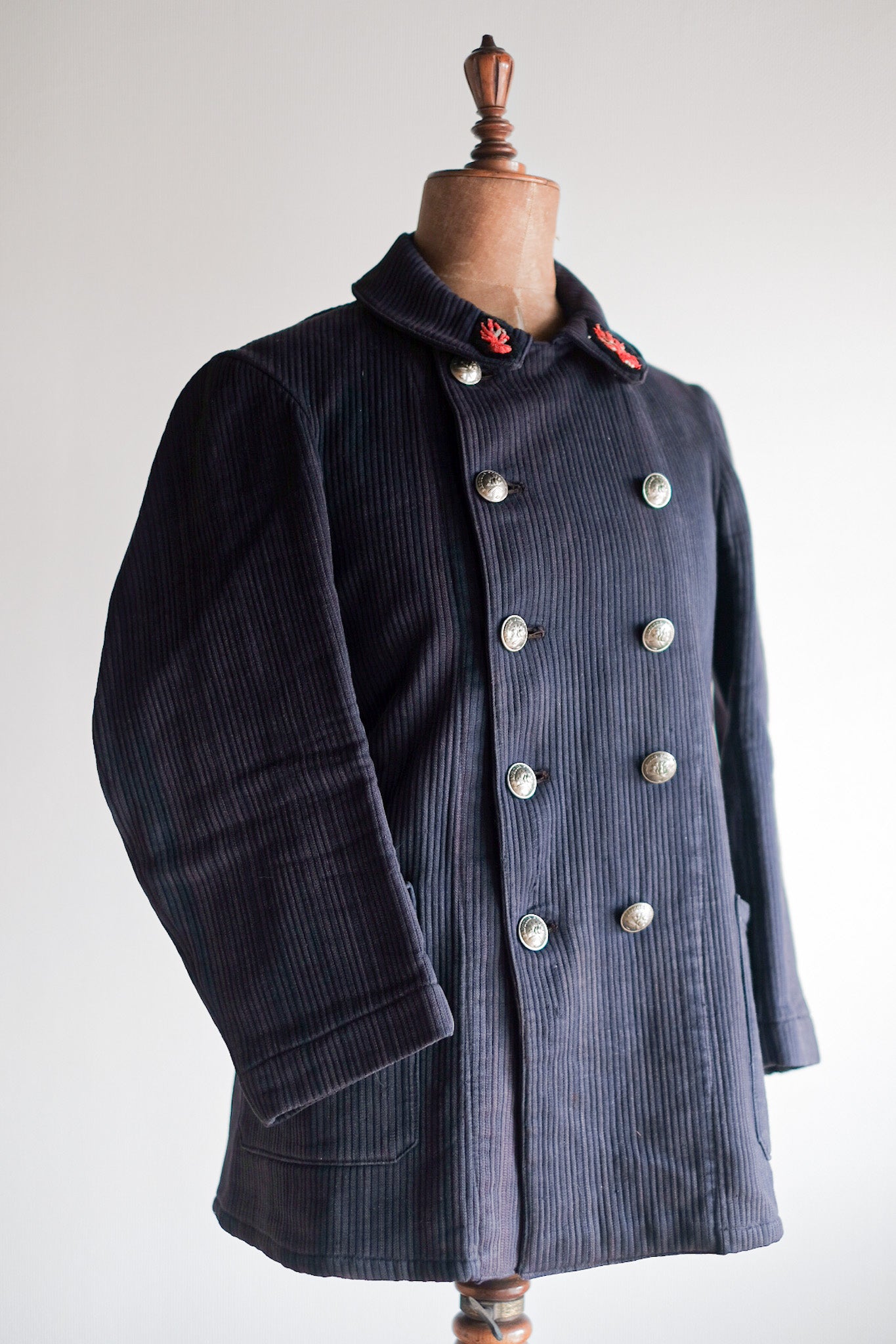 ［~30's］French Vintage Cotton Pique Double Breasted Fireman Jacket