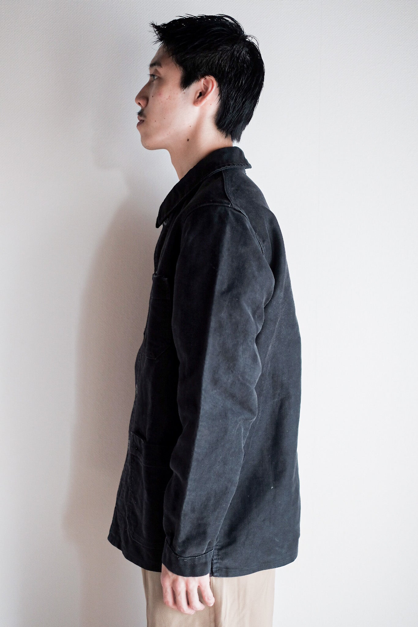 [~ 60's] French Vintage Black Moleskin Work Jacket