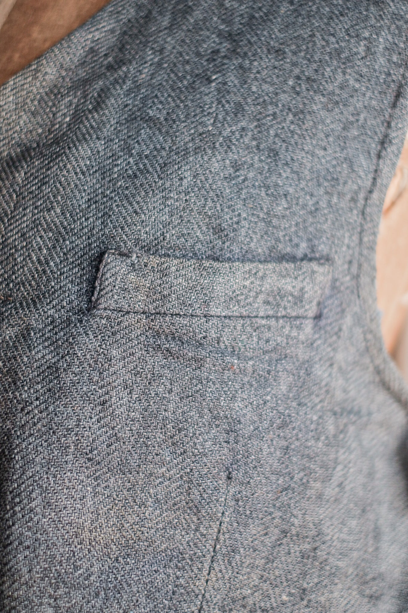 ［~40's］French Vintage Gray Wool Work Gilet