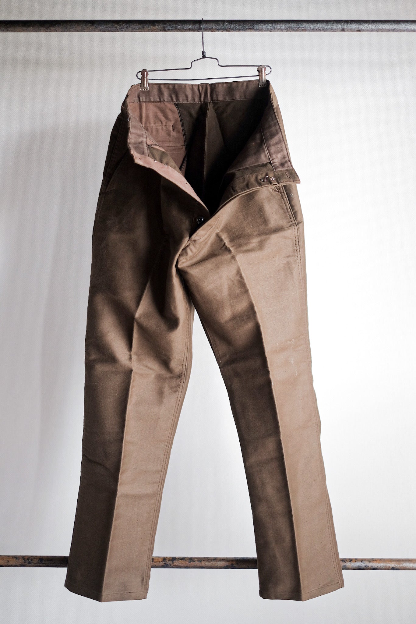 [〜50年代]法國復古棕色摩爾斯金鞋褲“死庫存”