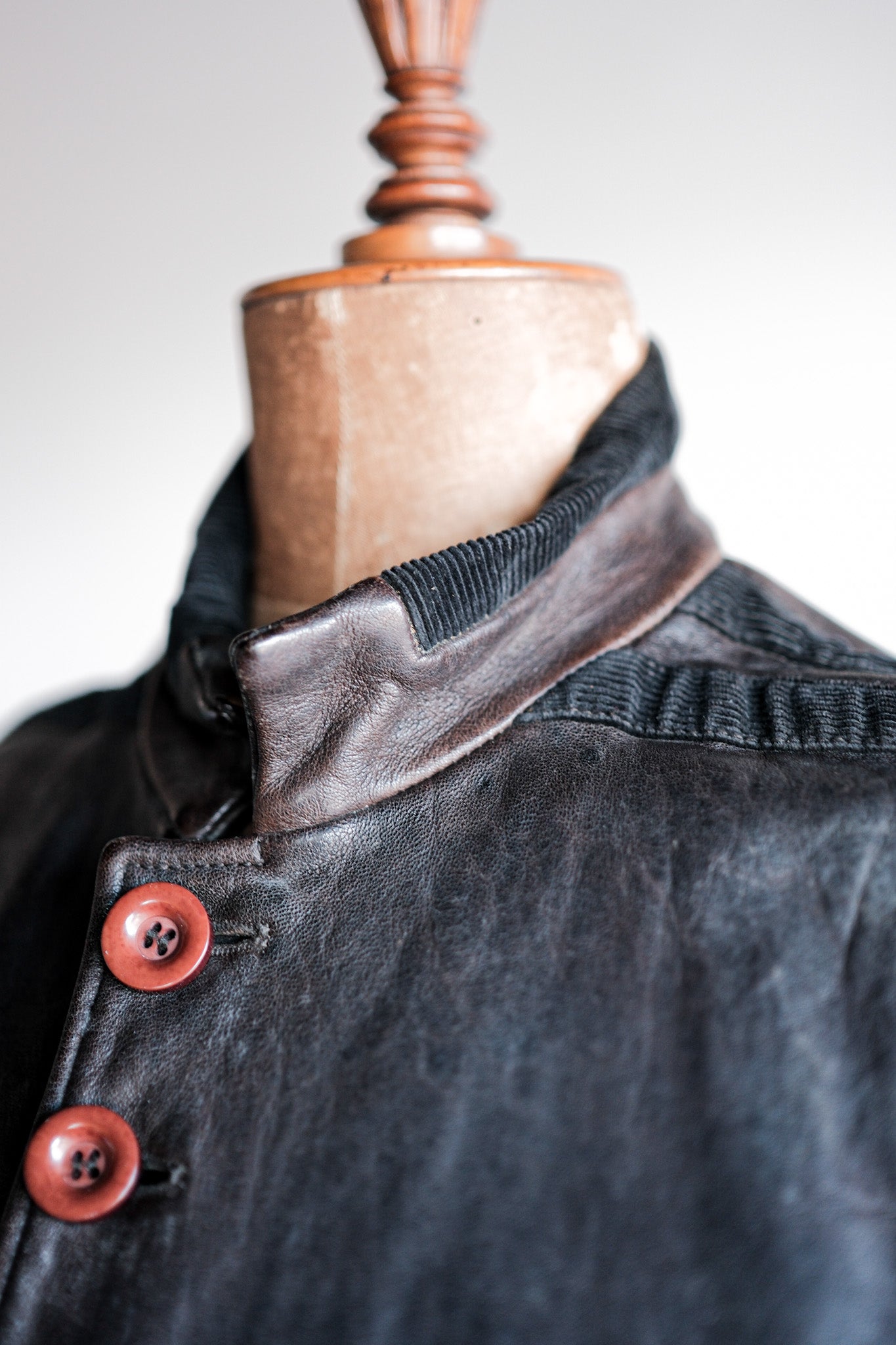 ［~90's］Old EMPORIO ARMANI Stand Collar Leather Jacket Size.48