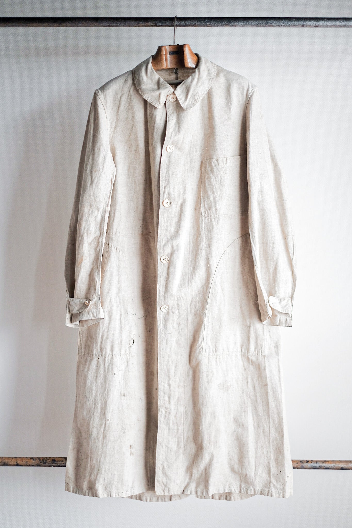 [~ 30's] French Vintage Linen Work Coat