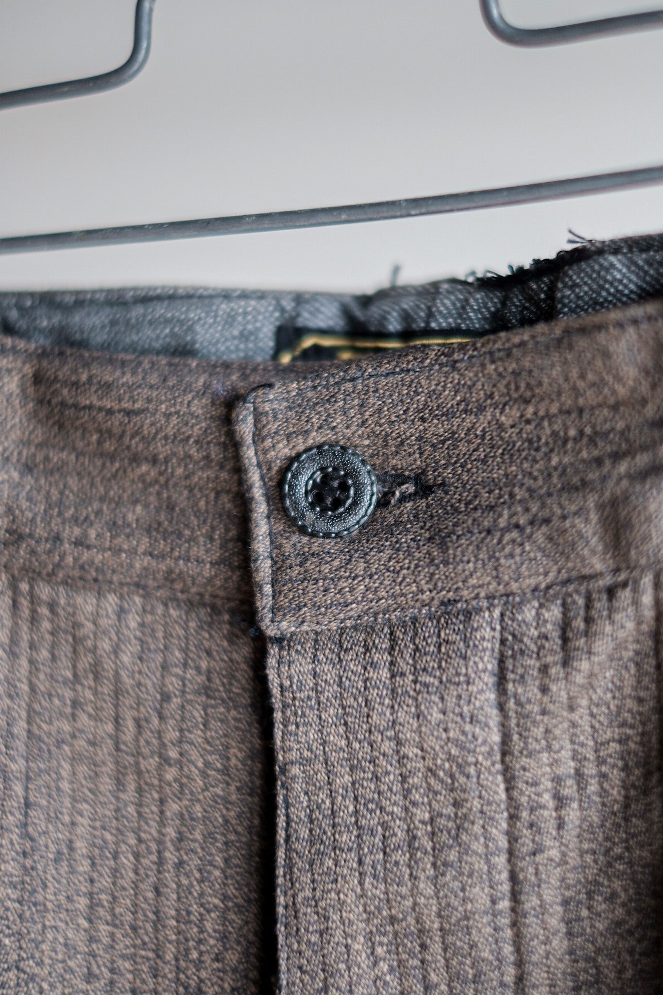 ［~40's］French Vintage Brown Salt & Pepper Cotton Pique Work Pants "Dead Stock"
