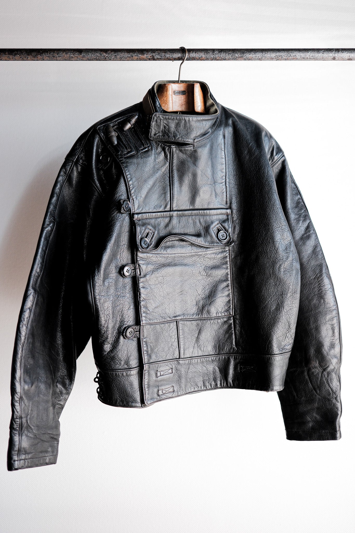 [〜50年代]瑞典軍隊調度騎手皮革摩托車夾克