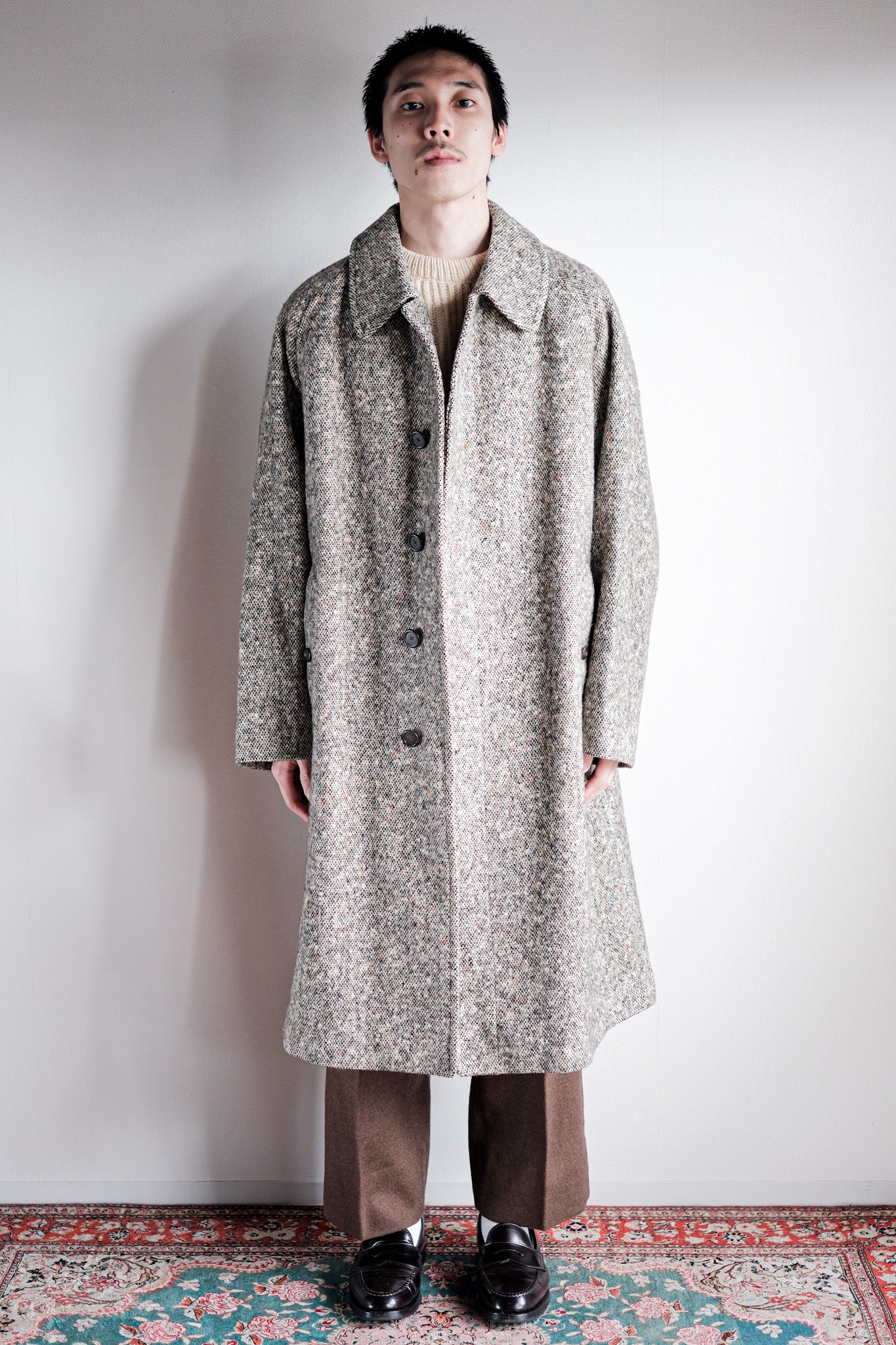［~70's］Vintage Burberry's Single Raglan Balmacaan Coat Size.38R "IRISH TWEED" "RAINBOW C 別注"