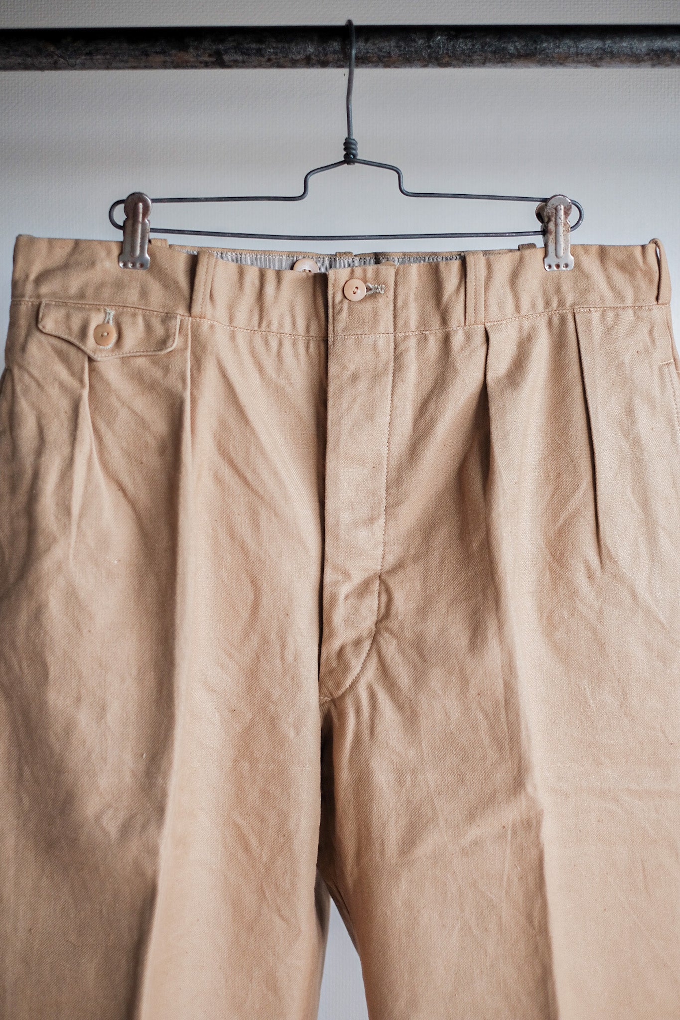 ［~50's］French Vintage Cotton Linen Chino Trousers "Garally Lafayette" "Dead Stock"