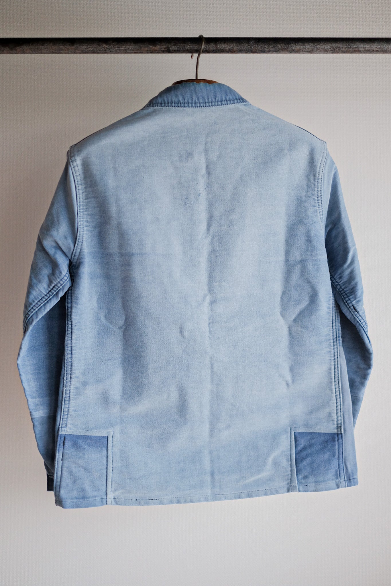 [~ 50's] French Vintage Blue Moleskin Work Jacket "Le Mont St. Michel"