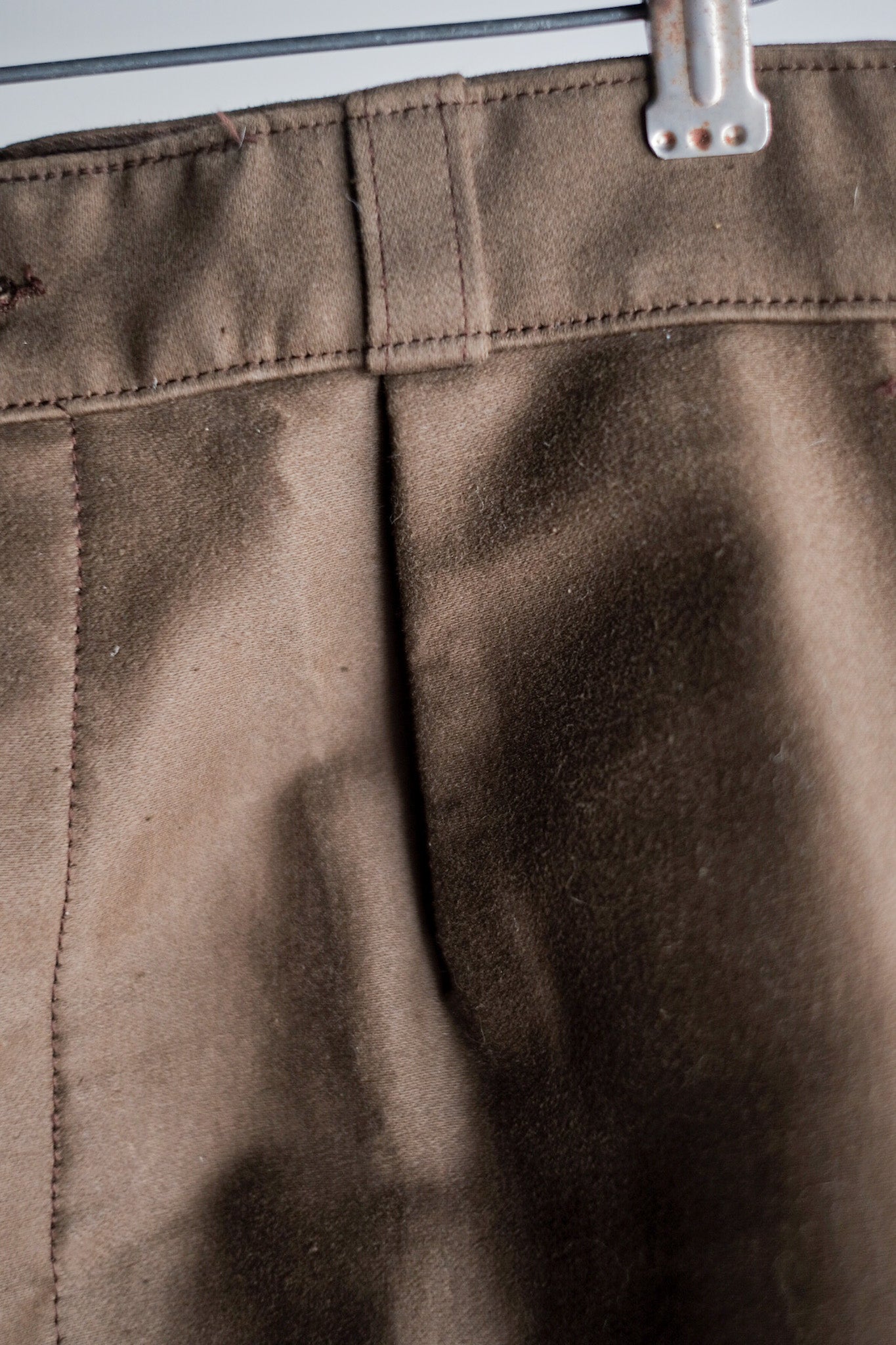 [~ 50's] French Vintage Brown Moleskin Work Pants "Dead Stock"