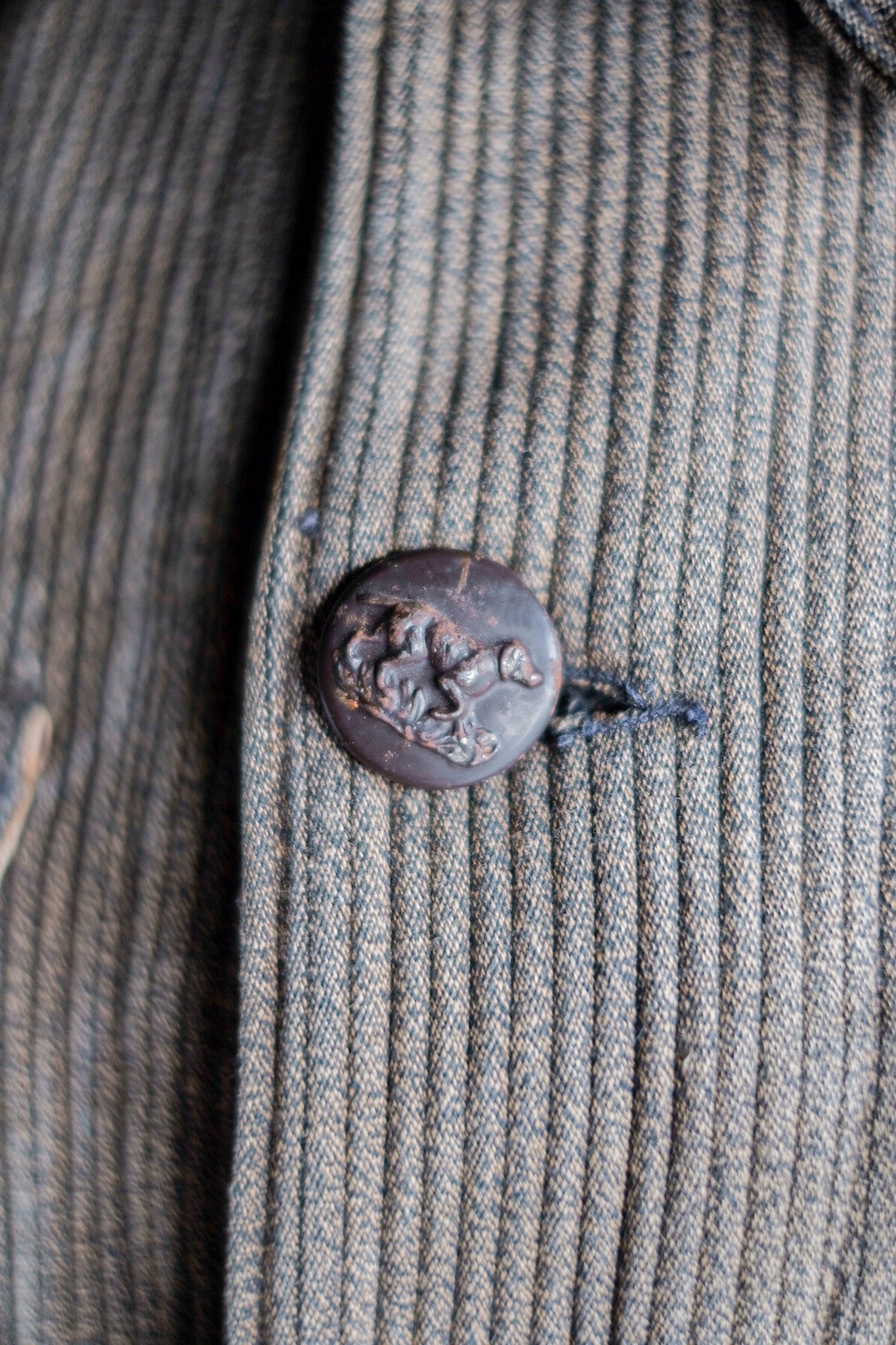 ［~40's］French Vintage Brown Salt & Pepper Cotton Pique Hunting Jacket