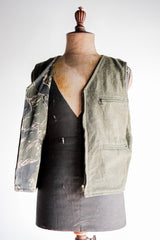 [~ 70's] American Vintage Tiger Stripe Camouflage เสื้อกั๊กย้อนกลับได้