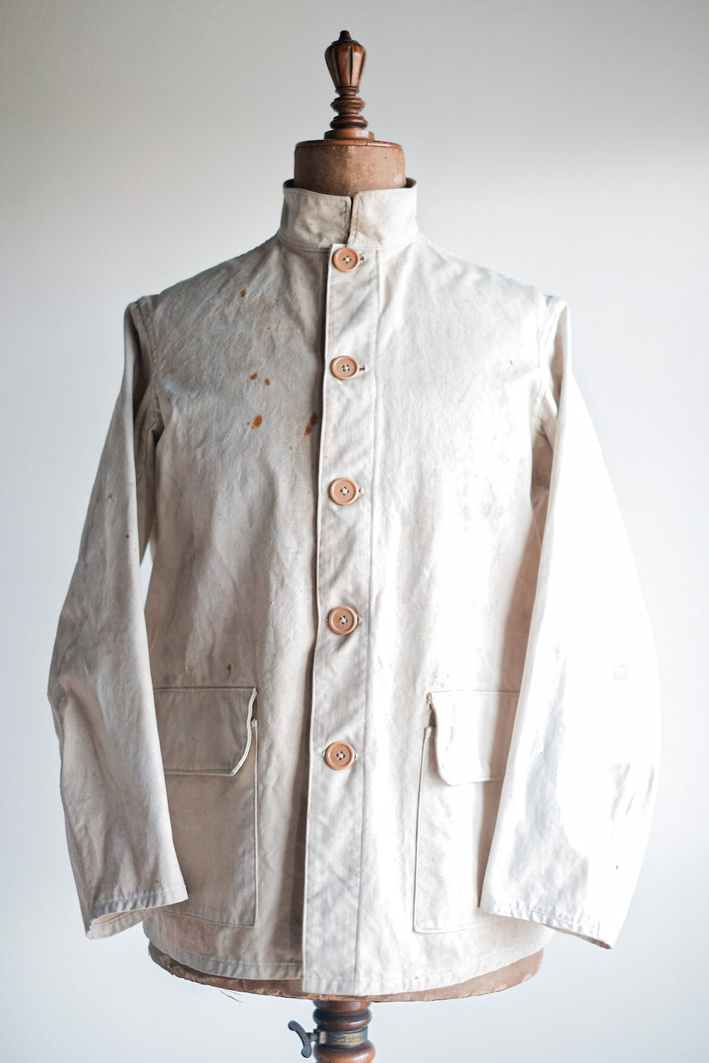 ［~30's］French Vintage Stand Collar Linen Jacket