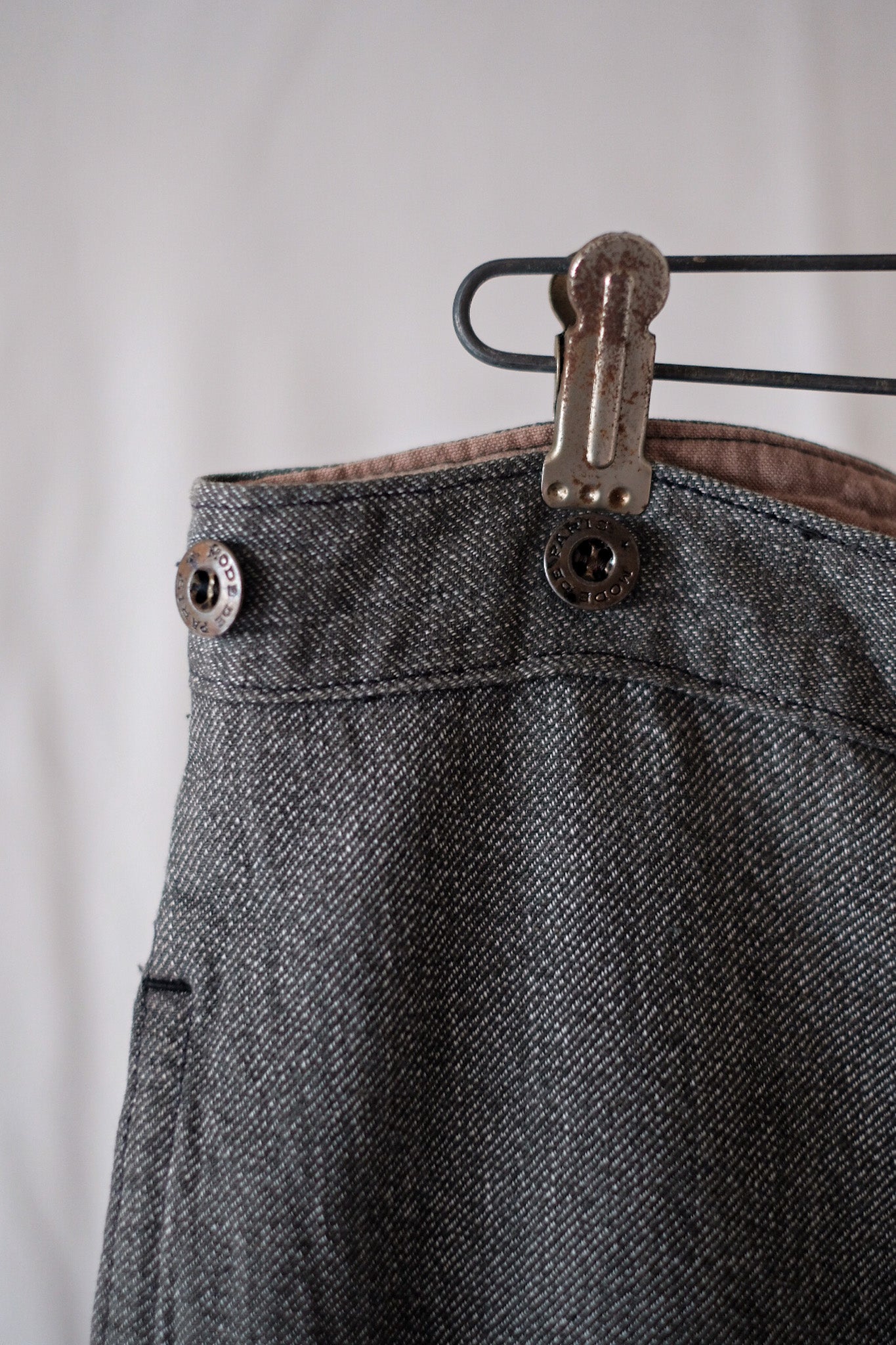 [~ 30's] French Vintage Black Chambray ทำงานกางเกง