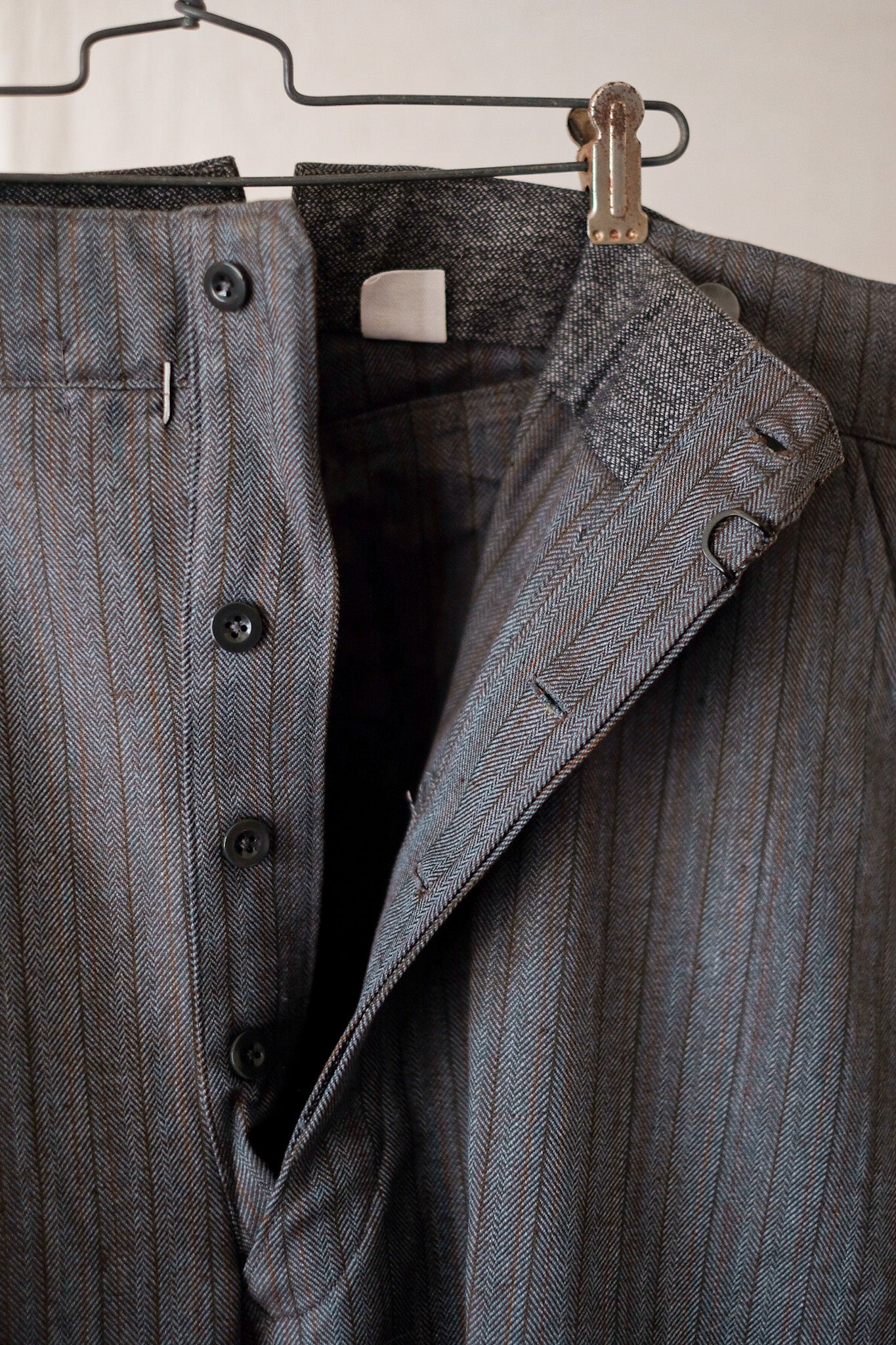 [~ 50's] French Vintage Cotton Striped HBT Work Pant "Dead Stock"