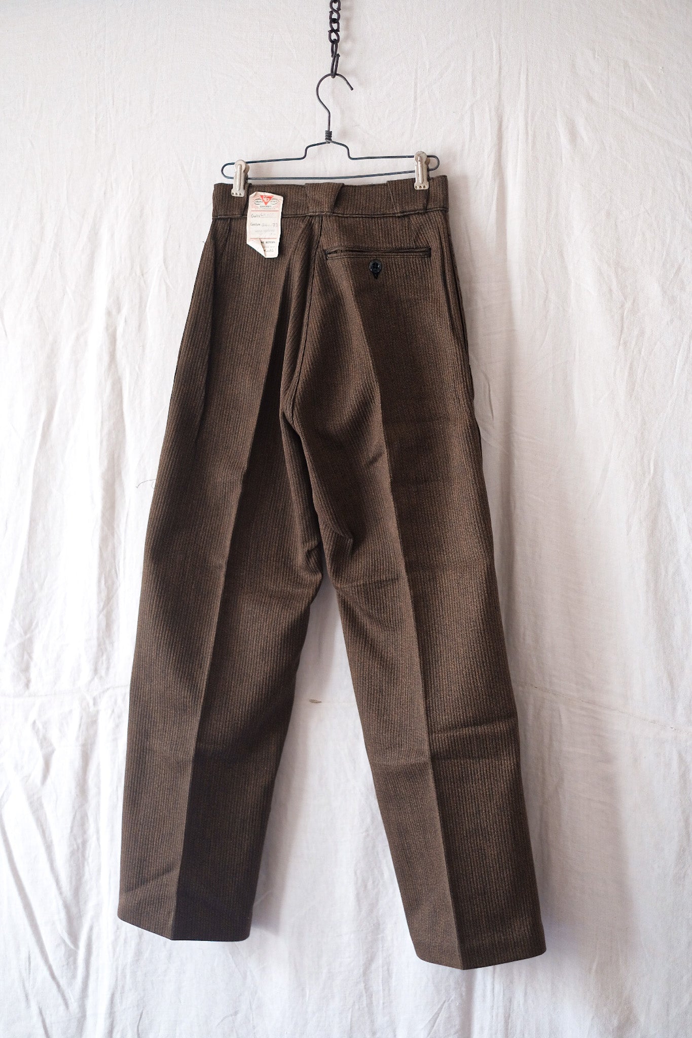 【~50's】French Vintage Brown Cotton Pique Work Pants "Dead Stock"