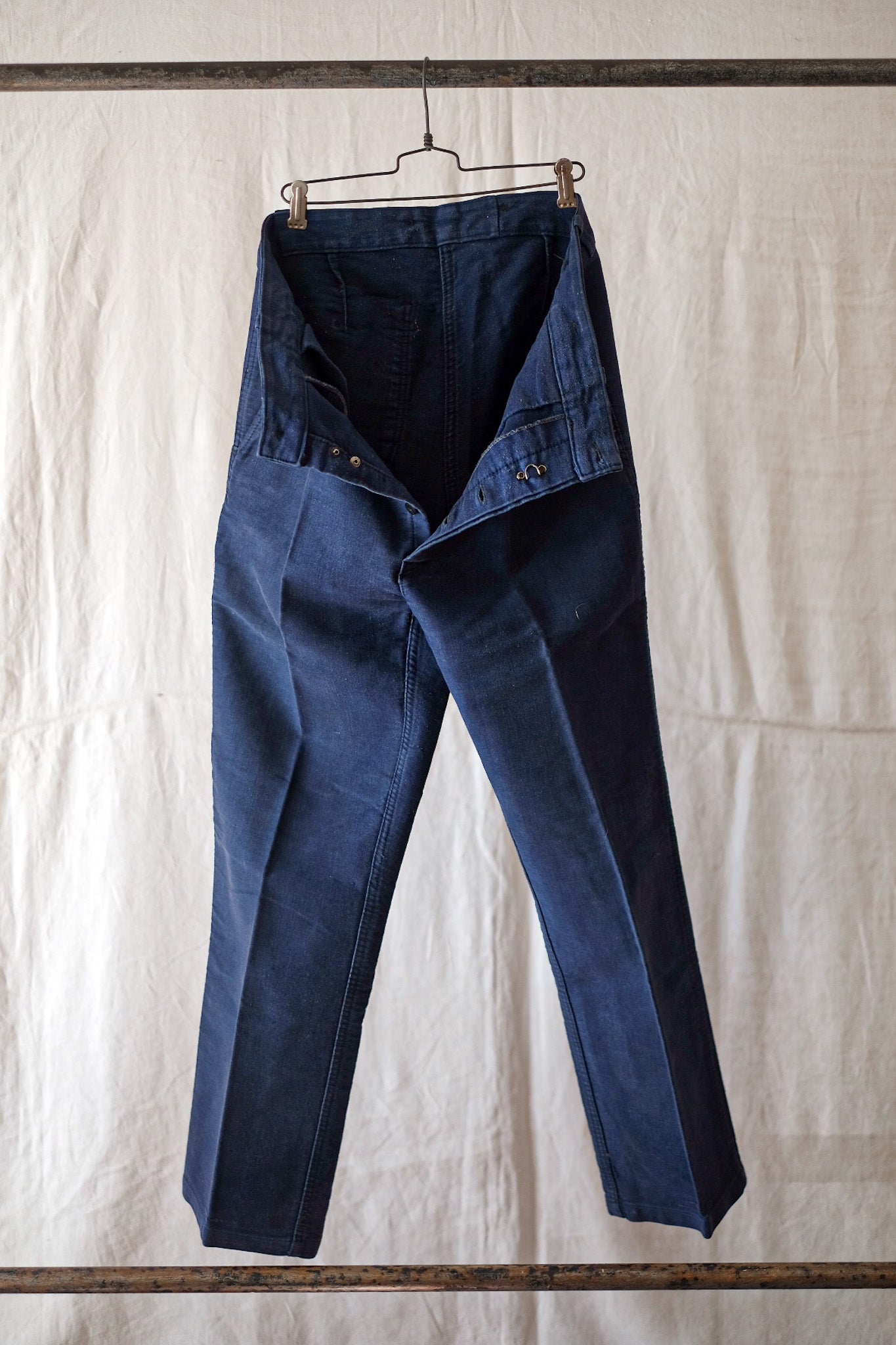[〜50年代]法國復古藍色摩爾金褲子褲