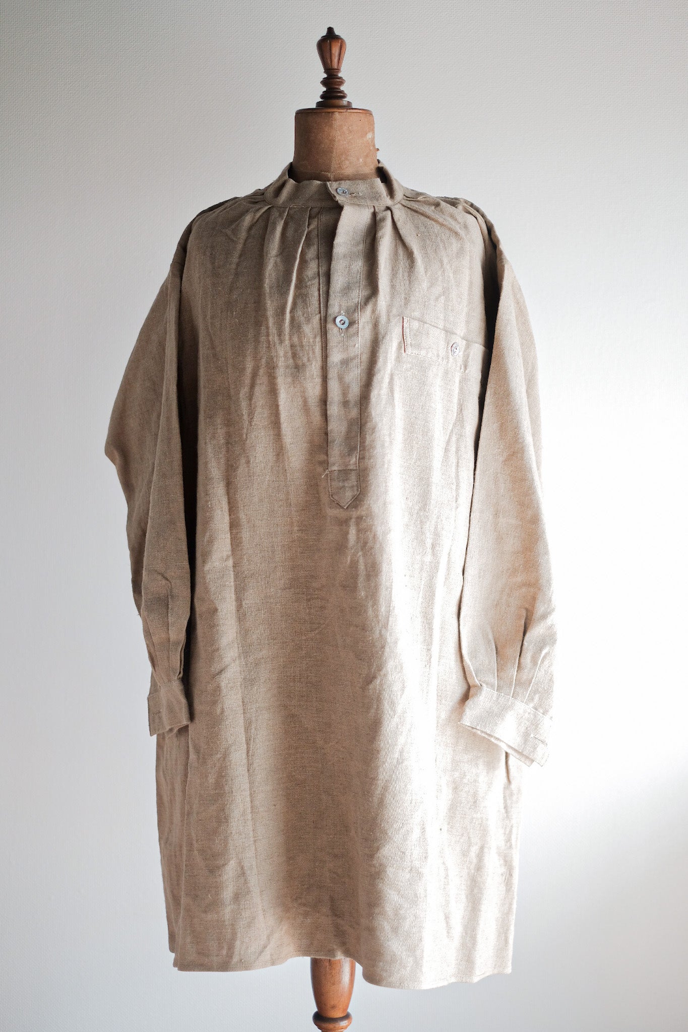 ［~50's］French Army Bourgeron Linen Smock Hospital Military "Dead Stock"