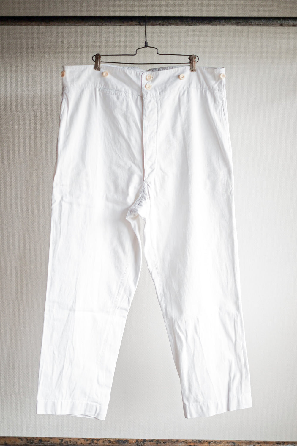 ［~30's］French Navy White Cotton Trousers