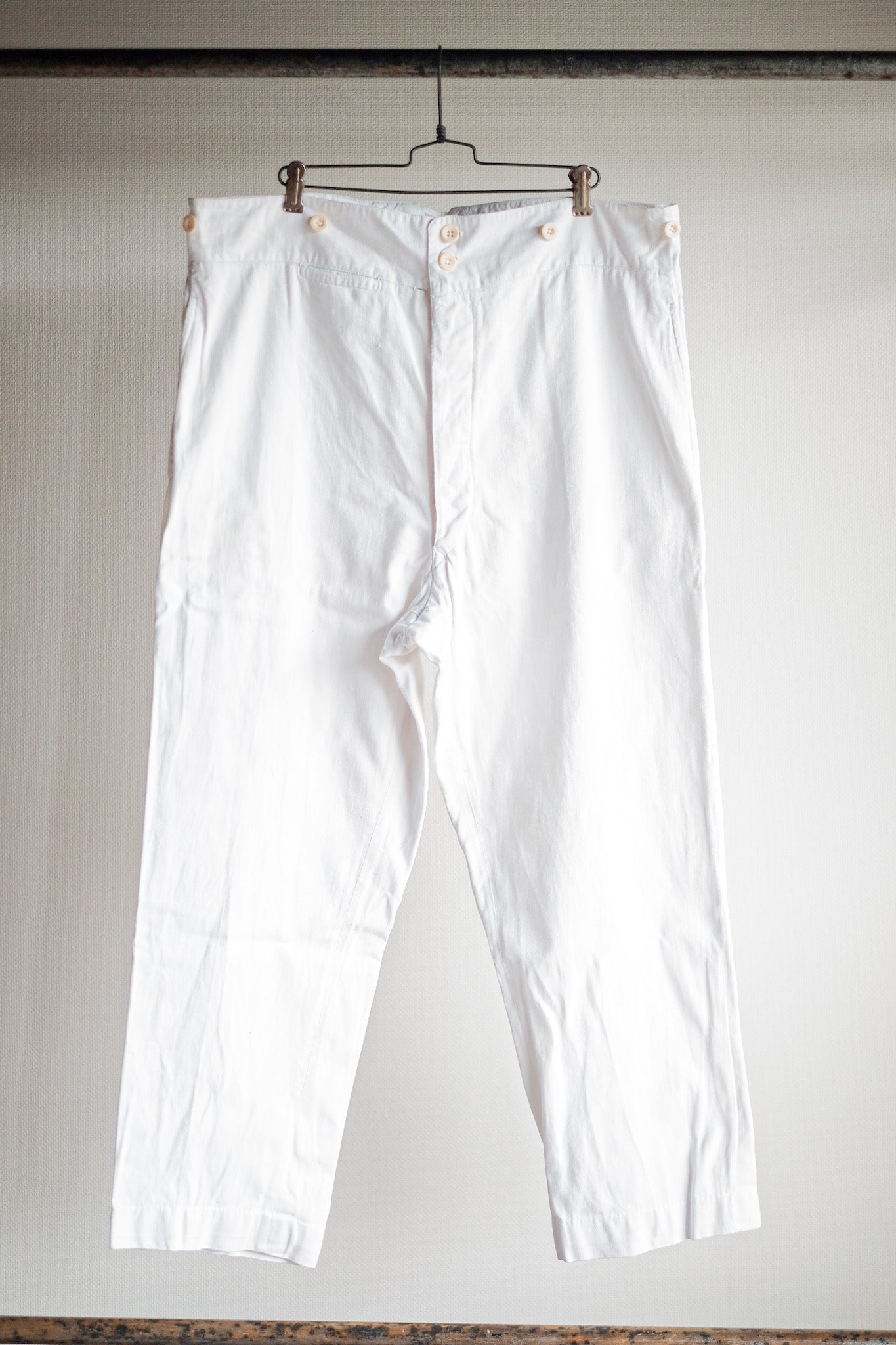 ［~30's］French Navy White Cotton Trousers