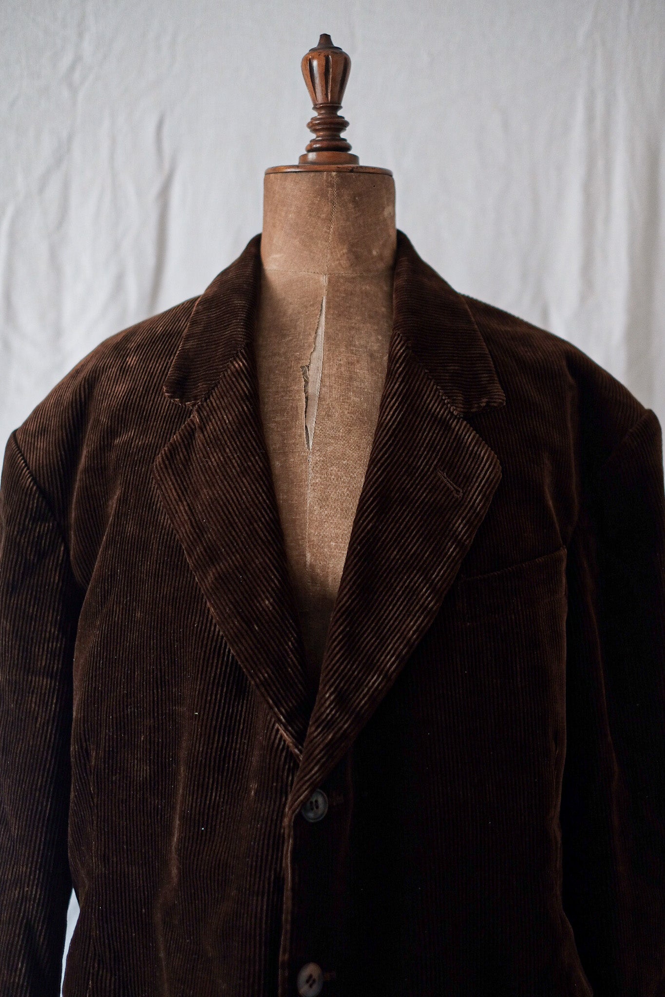 [~ 30's] Veste de travail de revers brune en velours en velours vintage vintage "Adolphe Lafont"
